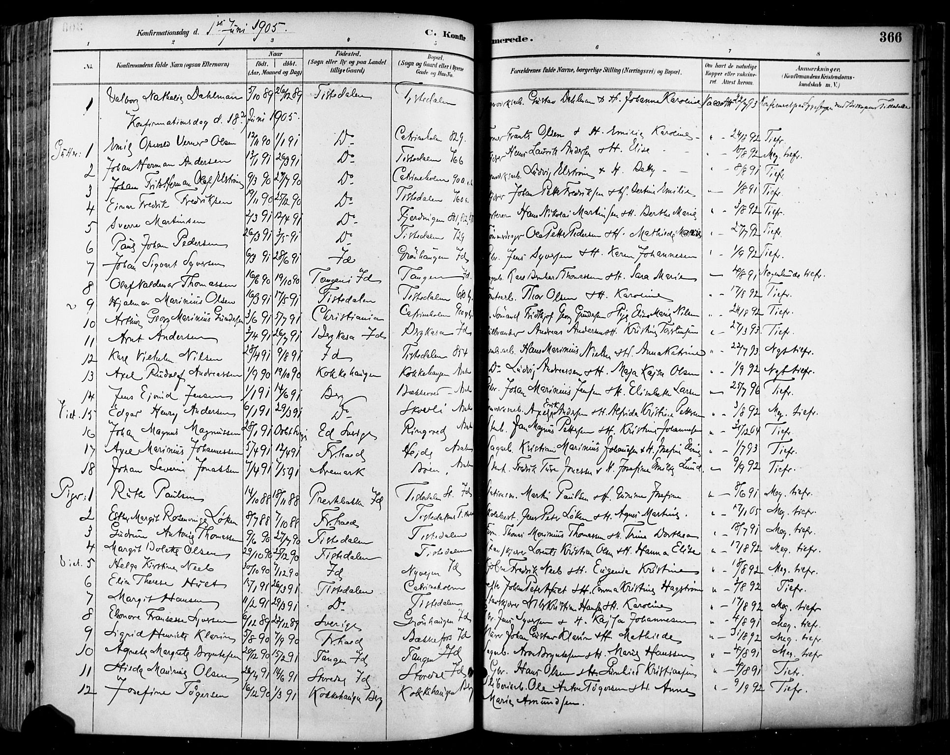 Halden prestekontor Kirkebøker, SAO/A-10909/F/Fa/L0013: Parish register (official) no. I 13, 1890-1906, p. 366