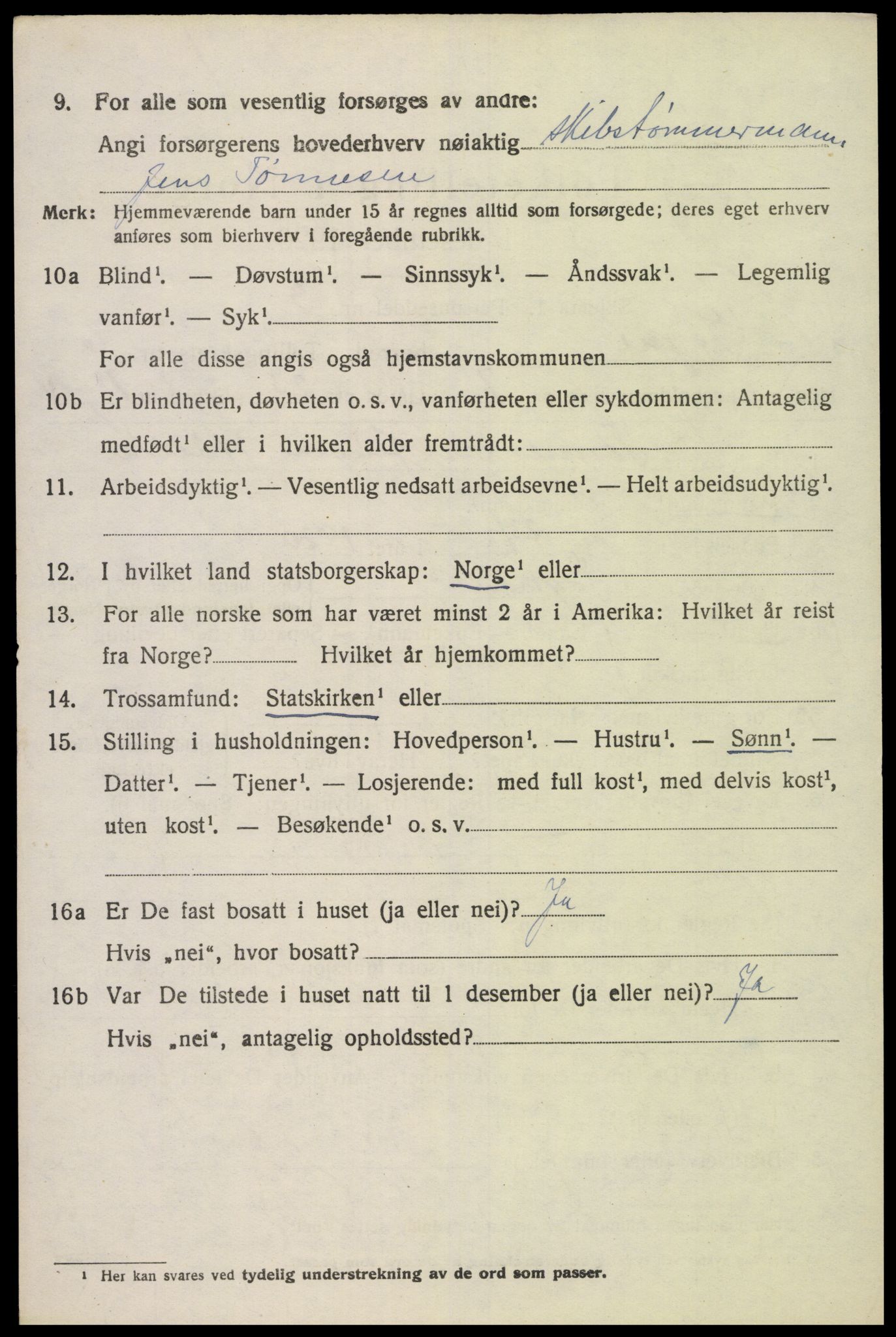 SAK, 1920 census for Søgne, 1920, p. 2812