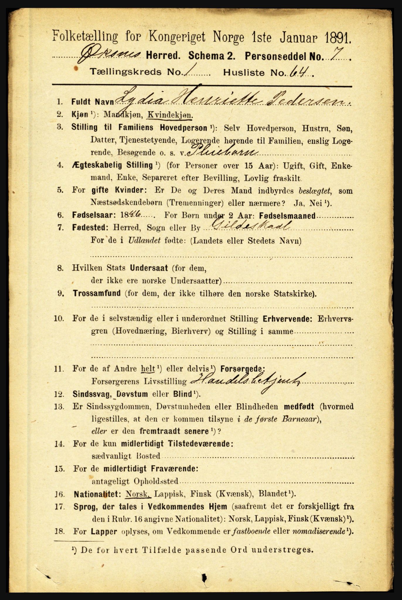 RA, 1891 census for 1868 Øksnes, 1891, p. 586