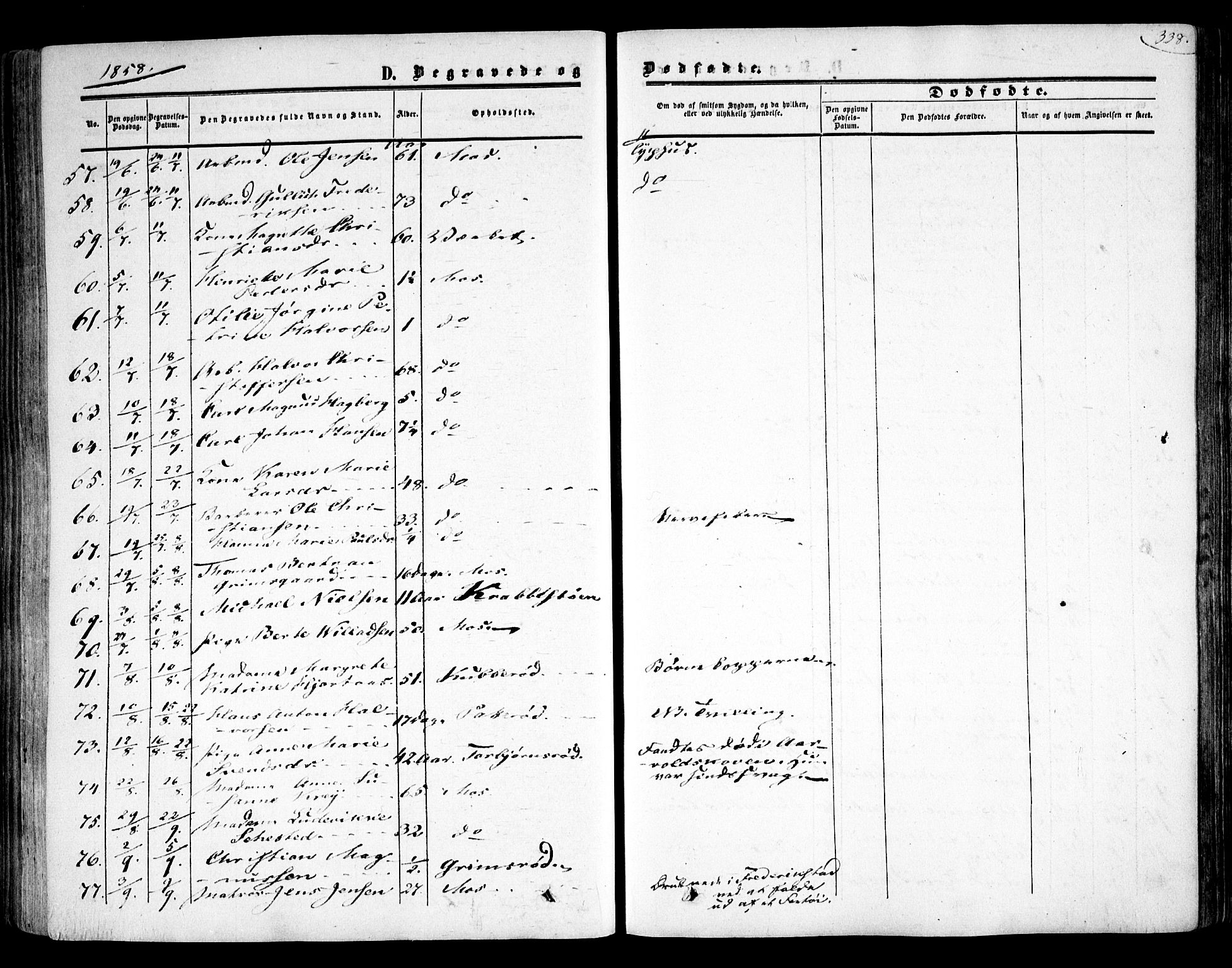 Moss prestekontor Kirkebøker, AV/SAO-A-2003/F/Fa/L0008: Parish register (official) no. I 8, 1852-1869, p. 338