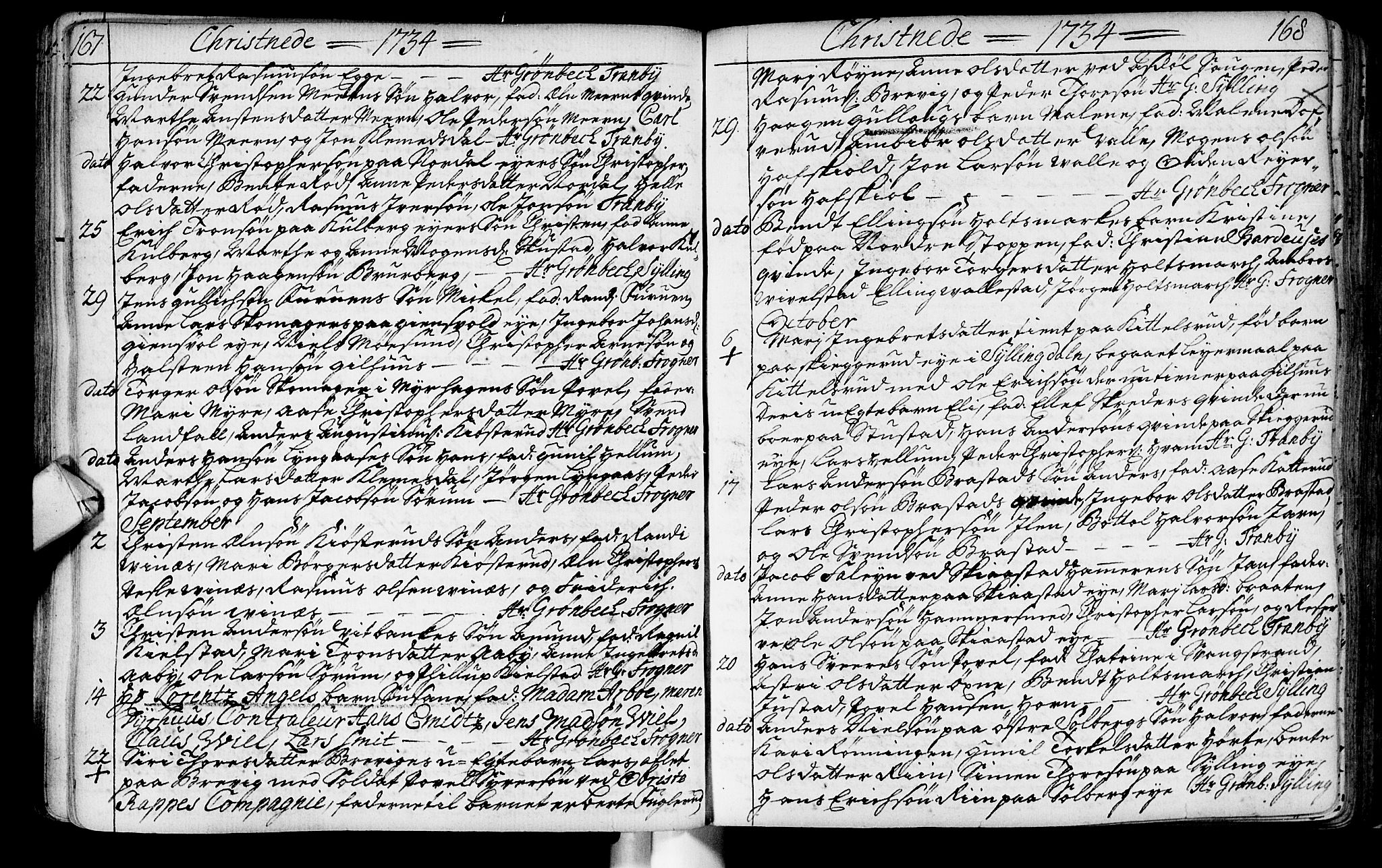 Lier kirkebøker, AV/SAKO-A-230/F/Fa/L0003: Parish register (official) no. I 3, 1727-1748, p. 167-168