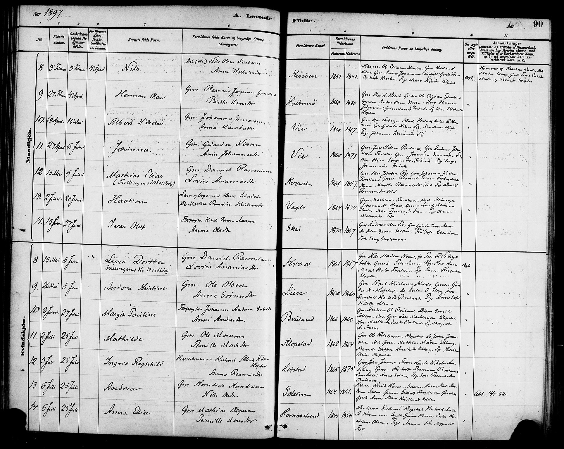 Førde sokneprestembete, SAB/A-79901/H/Haa/Haab/L0001: Parish register (official) no. B 1, 1880-1898, p. 90