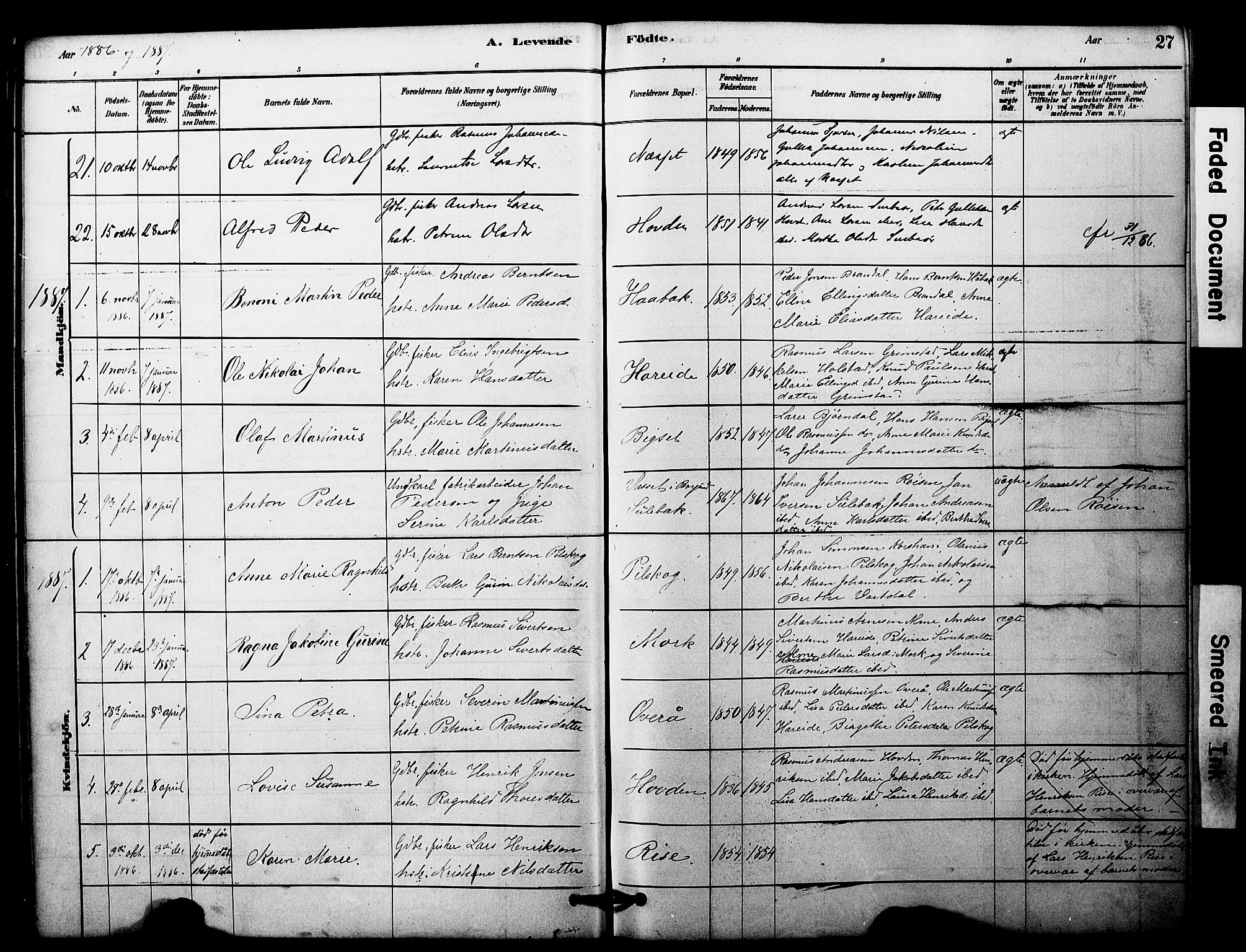 Ministerialprotokoller, klokkerbøker og fødselsregistre - Møre og Romsdal, SAT/A-1454/510/L0122: Parish register (official) no. 510A02, 1878-1897, p. 27