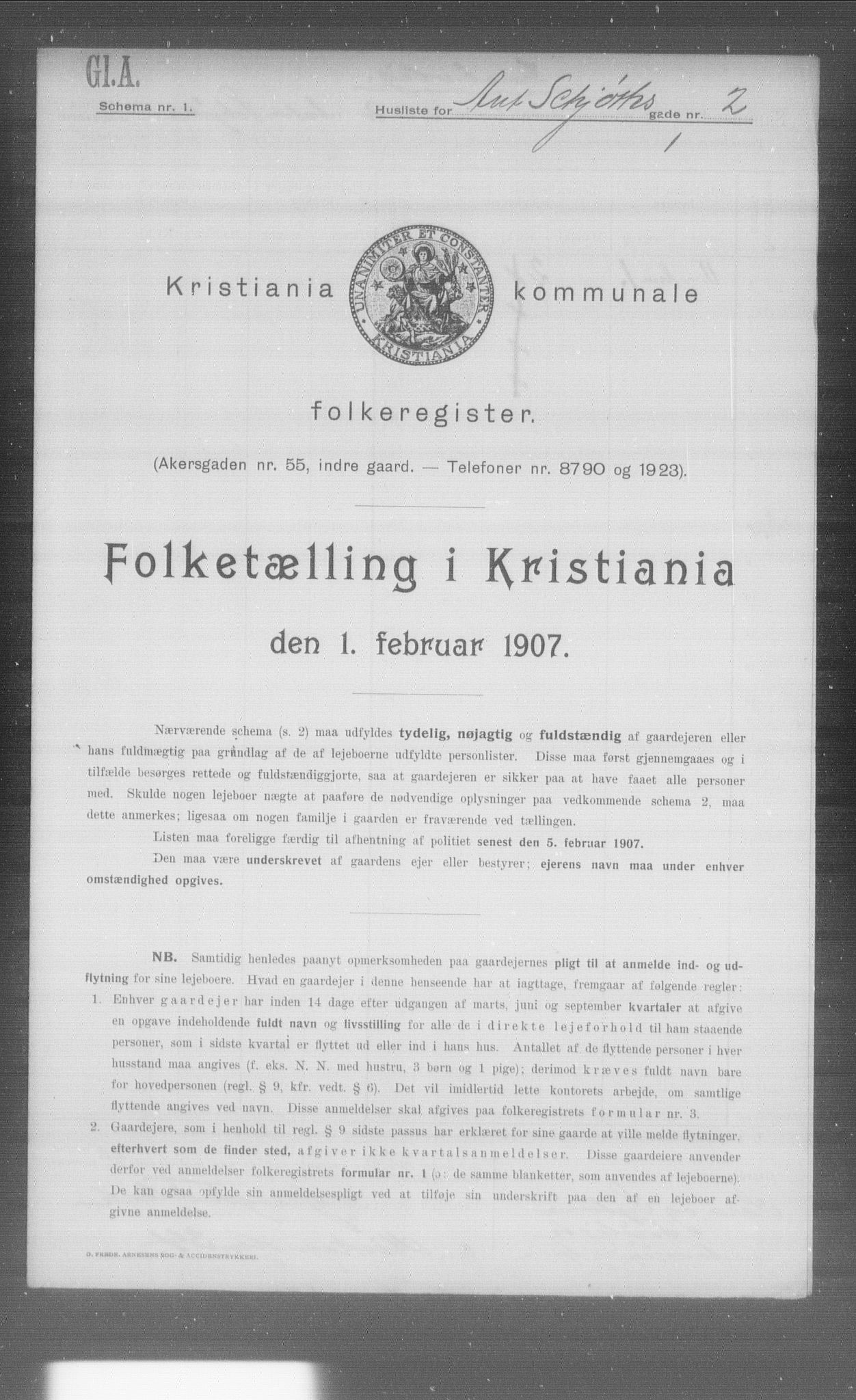 OBA, Municipal Census 1907 for Kristiania, 1907, p. 714