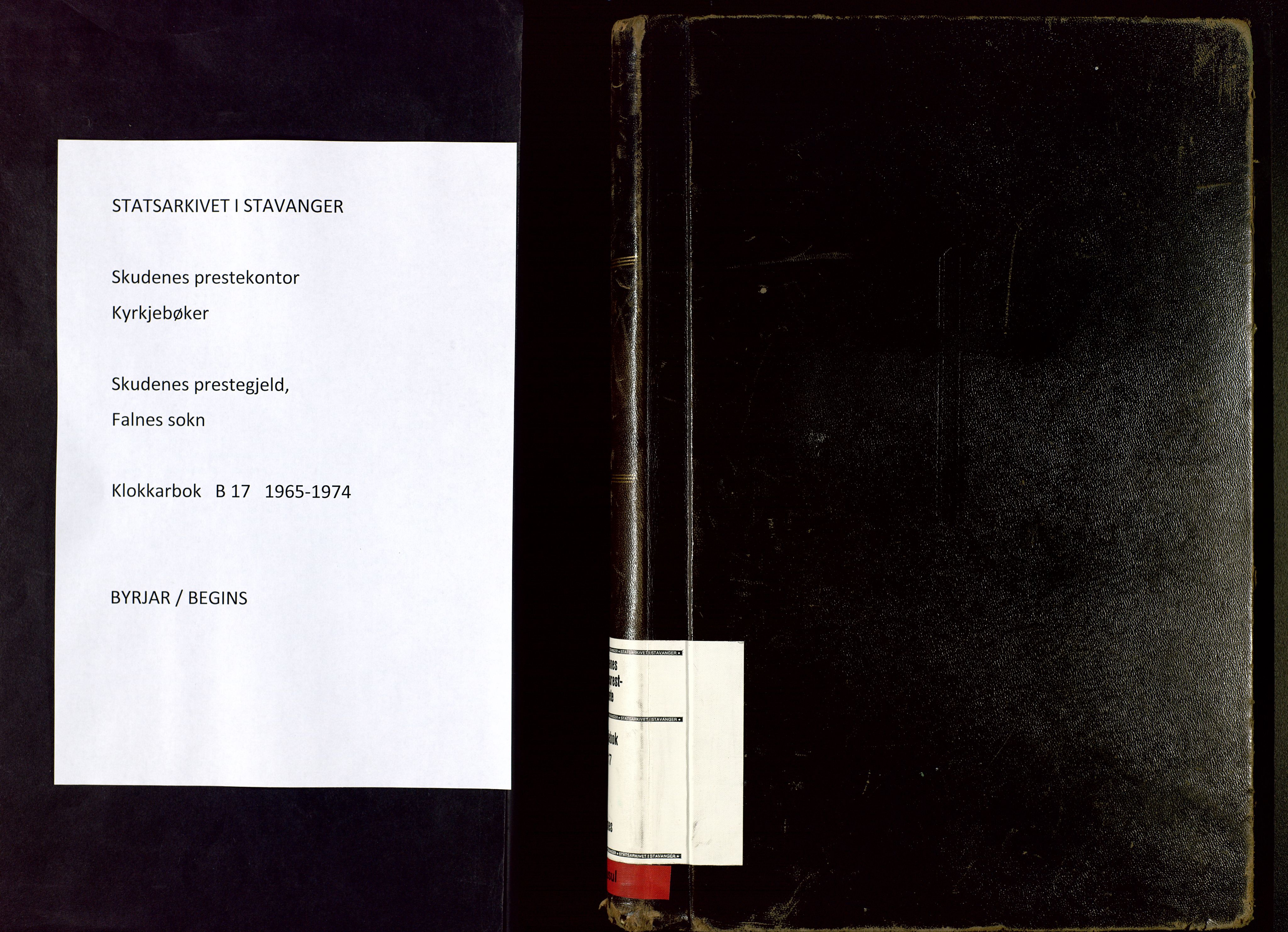 Skudenes sokneprestkontor, SAST/A -101849/H/Ha/Hab/L0017: Parish register (copy) no. B 17, 1965-1974