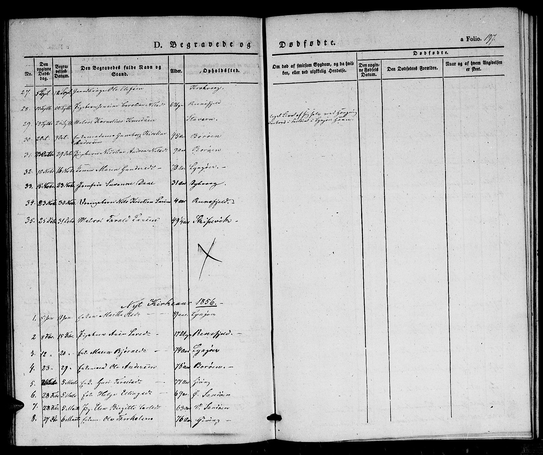 Dypvåg sokneprestkontor, AV/SAK-1111-0007/F/Fb/Fba/L0010: Parish register (copy) no. B 10, 1842-1857, p. 197