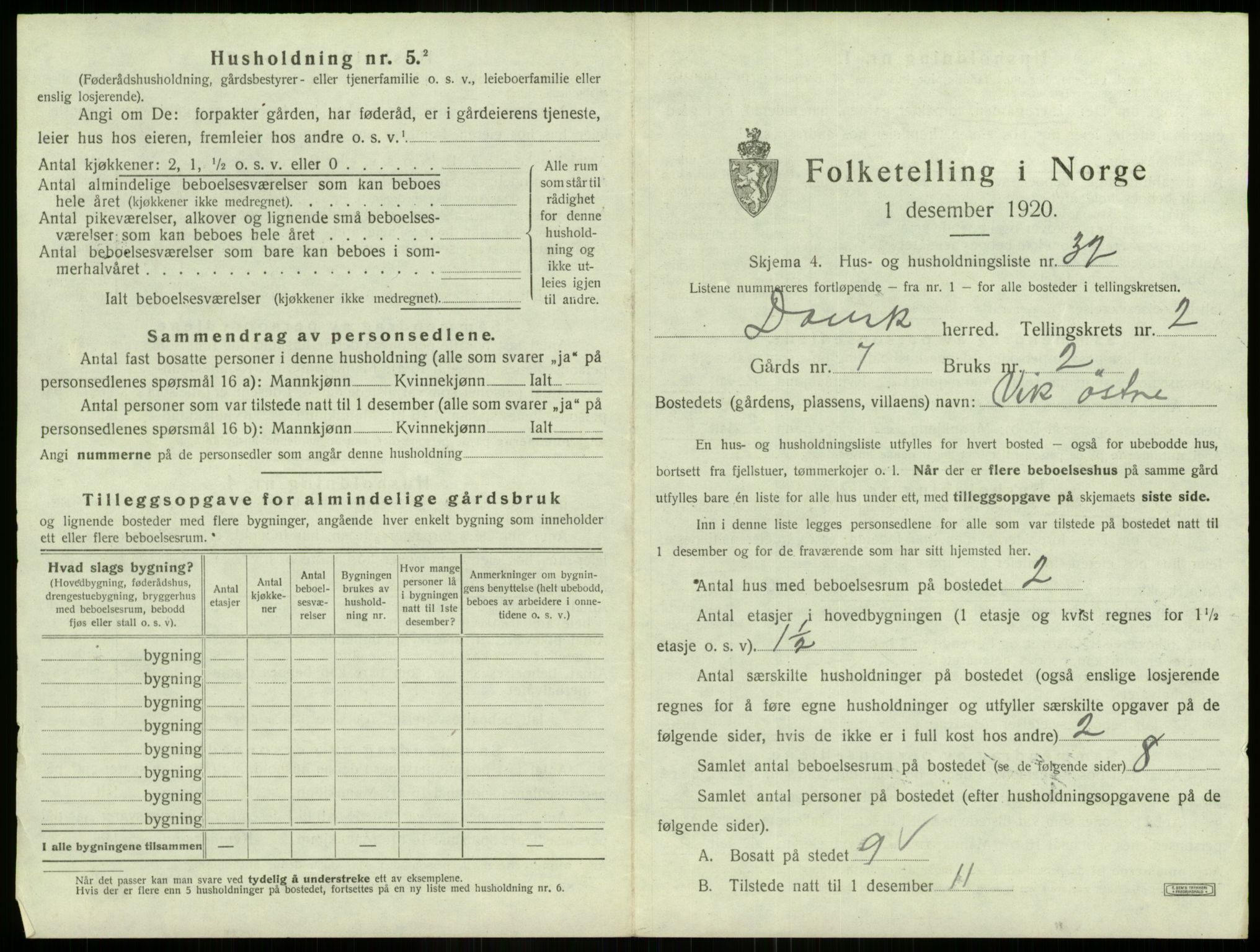 SAB, 1920 census for Davik, 1920, p. 136