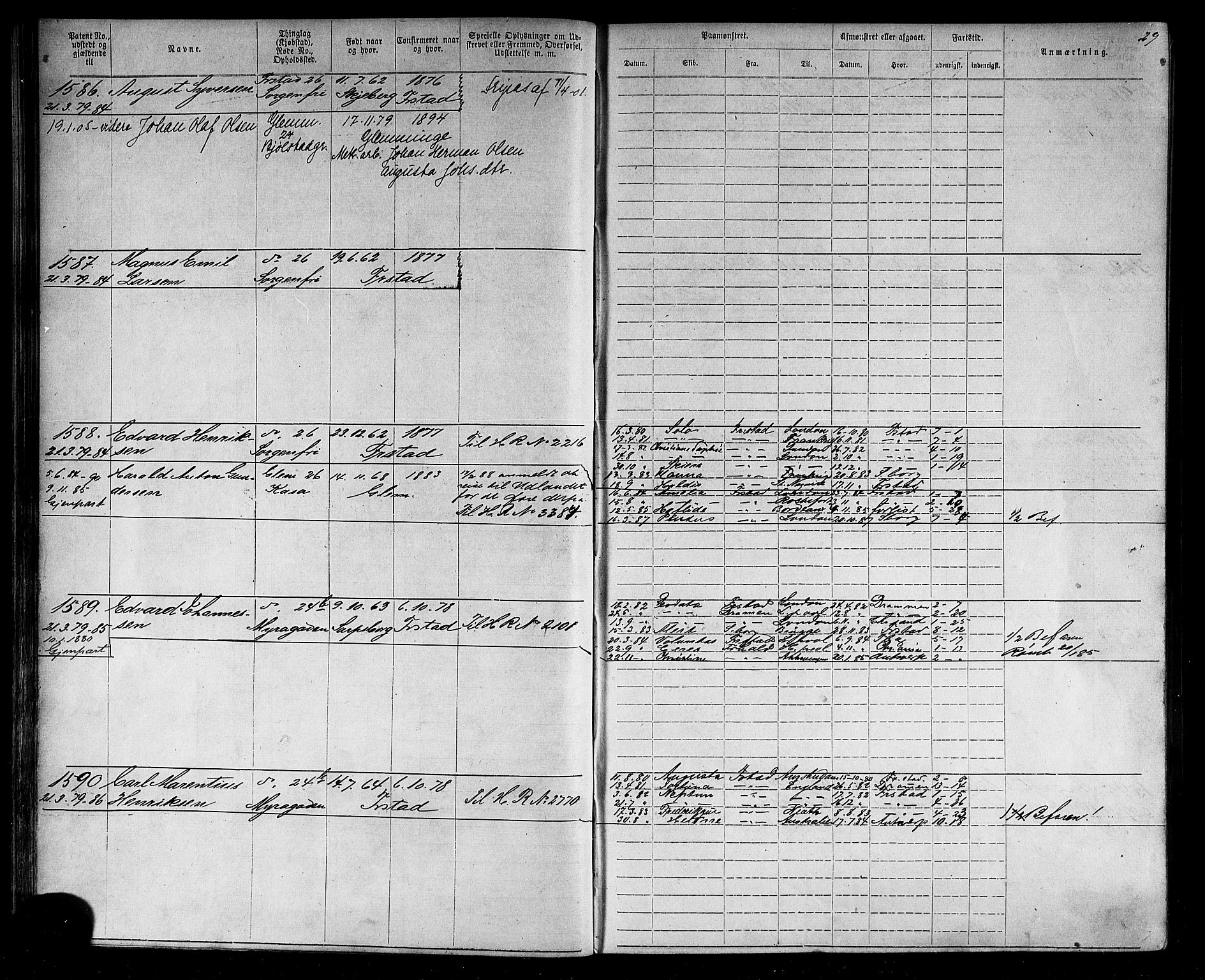 Fredrikstad mønstringskontor, AV/SAO-A-10569b/F/Fc/Fca/L0004: Annotasjonsrulle, 1885-1893, p. 31