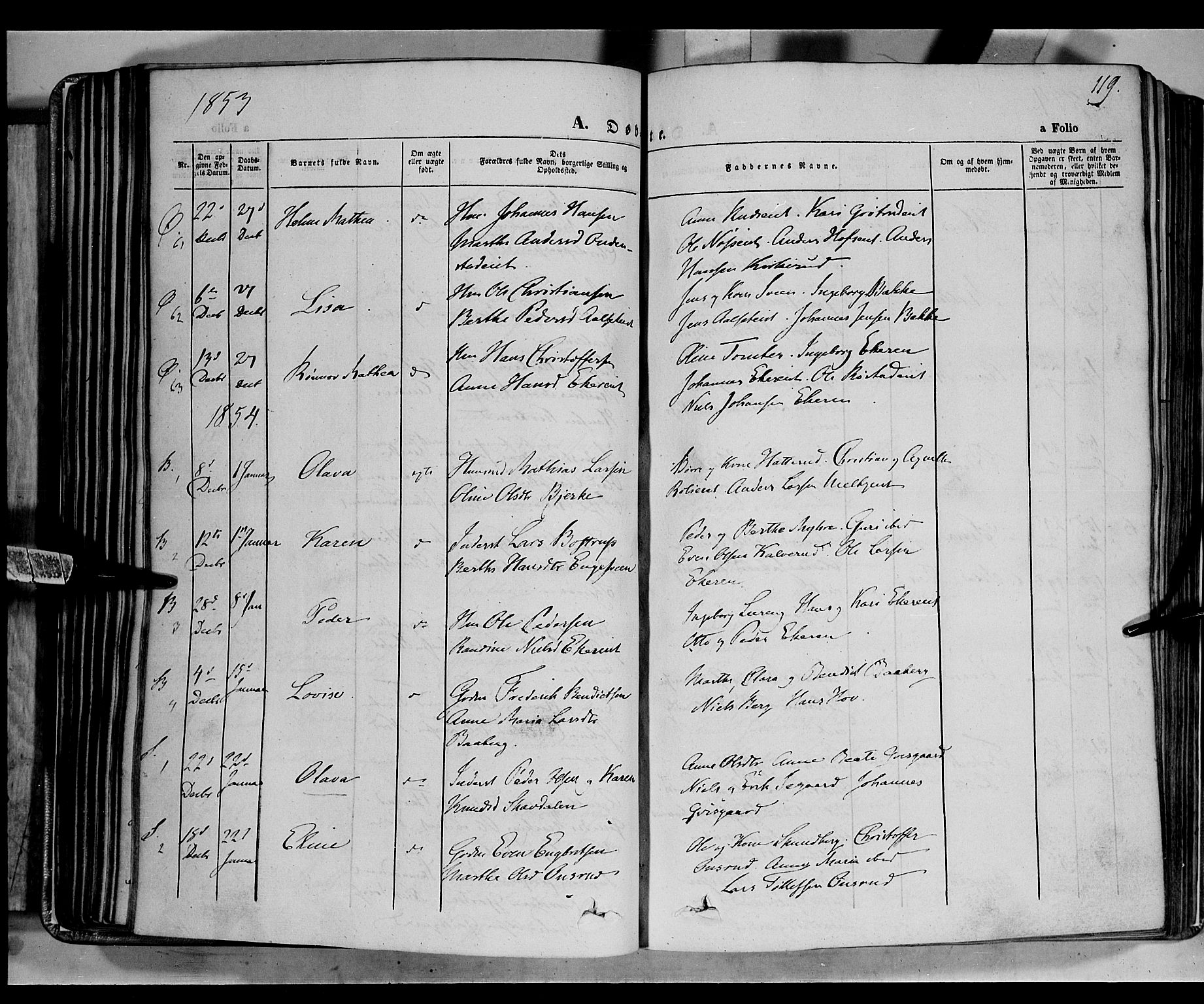 Biri prestekontor, AV/SAH-PREST-096/H/Ha/Haa/L0005: Parish register (official) no. 5, 1843-1854, p. 119