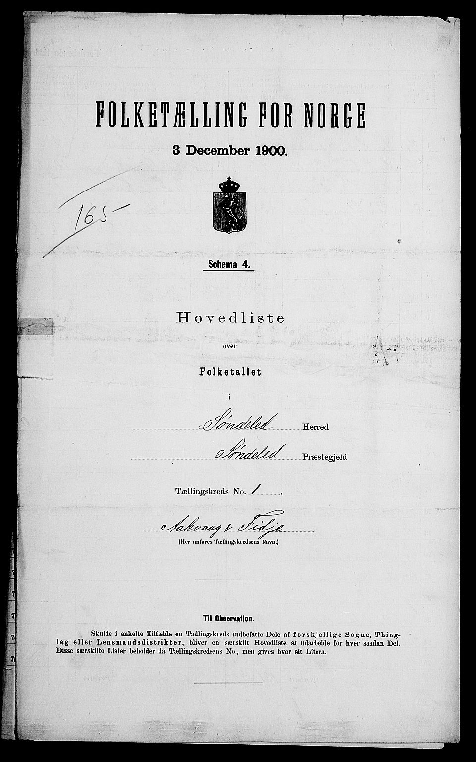 SAK, 1900 census for Søndeled, 1900, p. 26