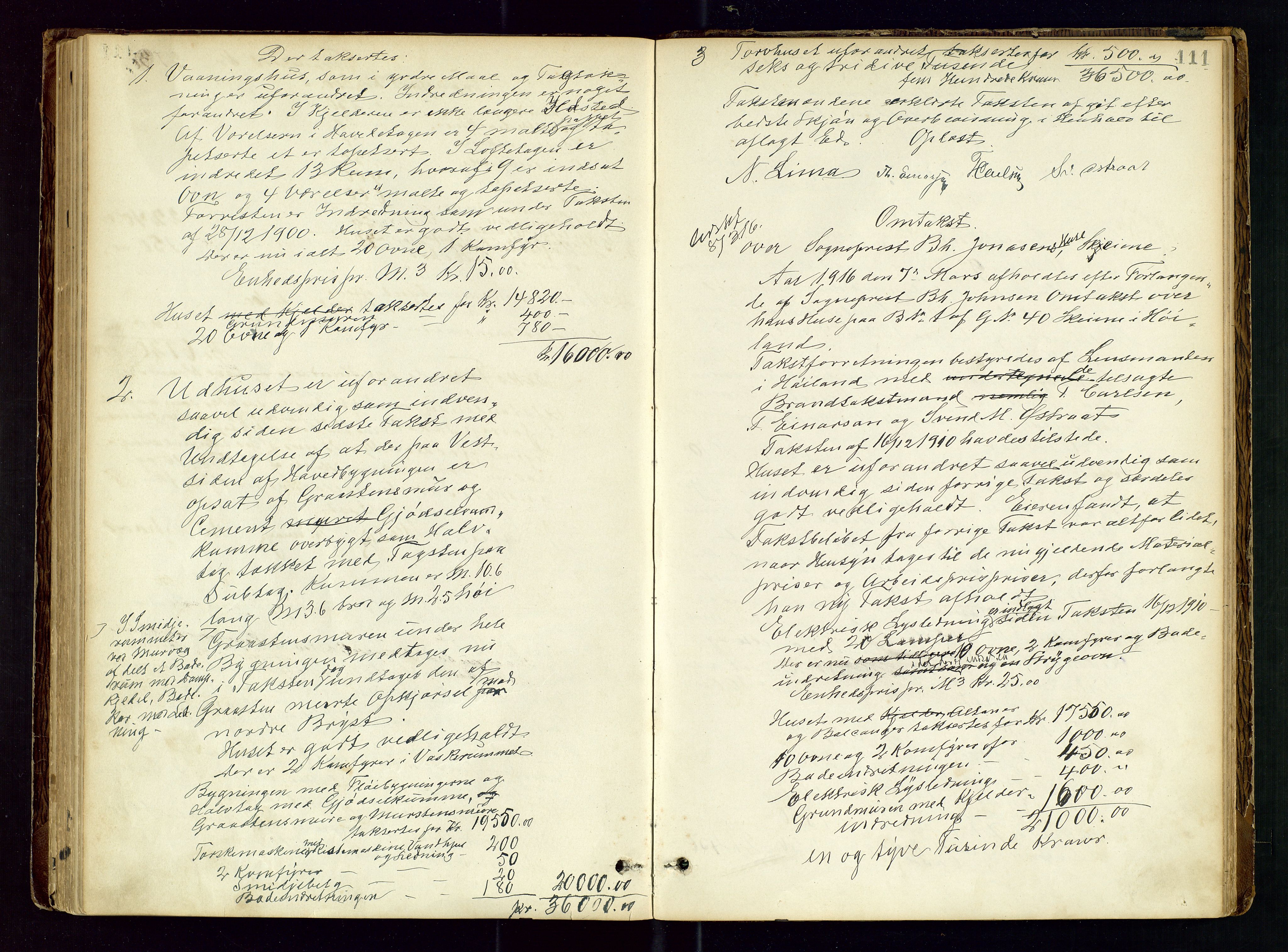 Høyland/Sandnes lensmannskontor, SAST/A-100166/Goa/L0002: "Brandtaxtprotokol for Landafdelingen i Høiland", 1880-1917, p. 110b-111a