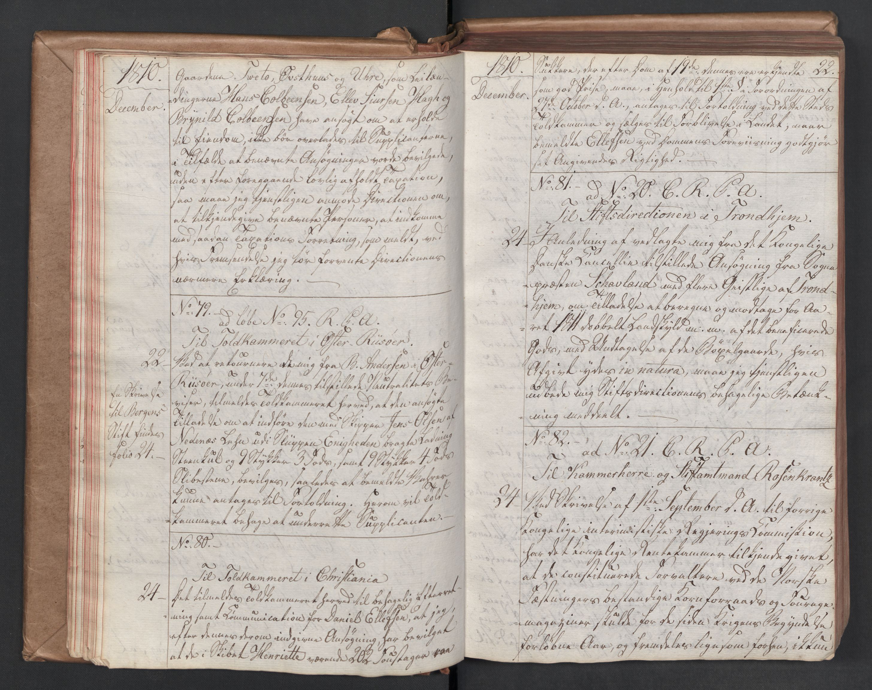 Stattholderembetet 1810-1814, 1. kontor (Kontor A), AV/RA-EA-2872/Bc/L0001: Korrespondanseprotokoll, 1810-1812, p. 21b-22a