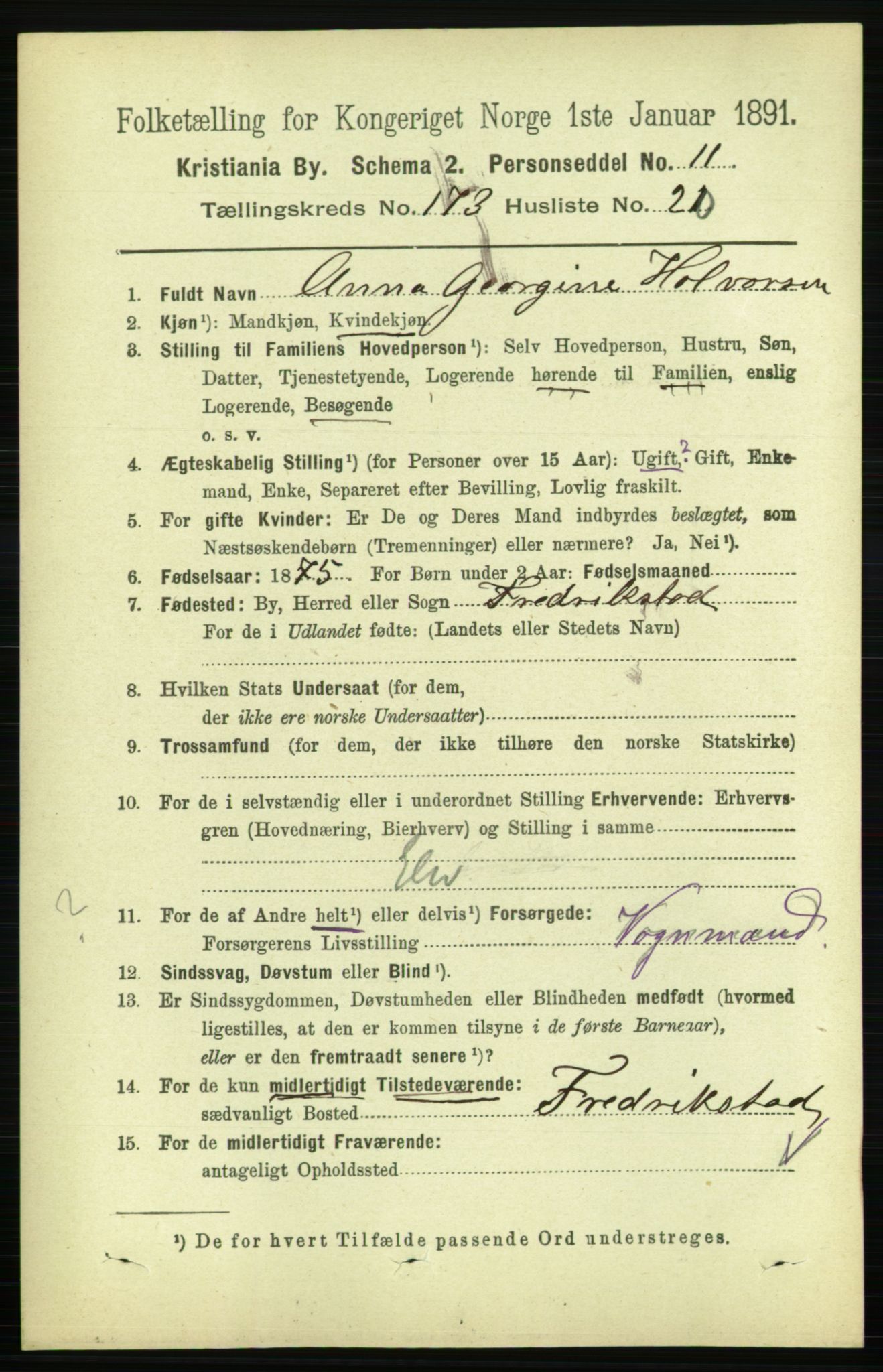RA, 1891 census for 0301 Kristiania, 1891, p. 103764