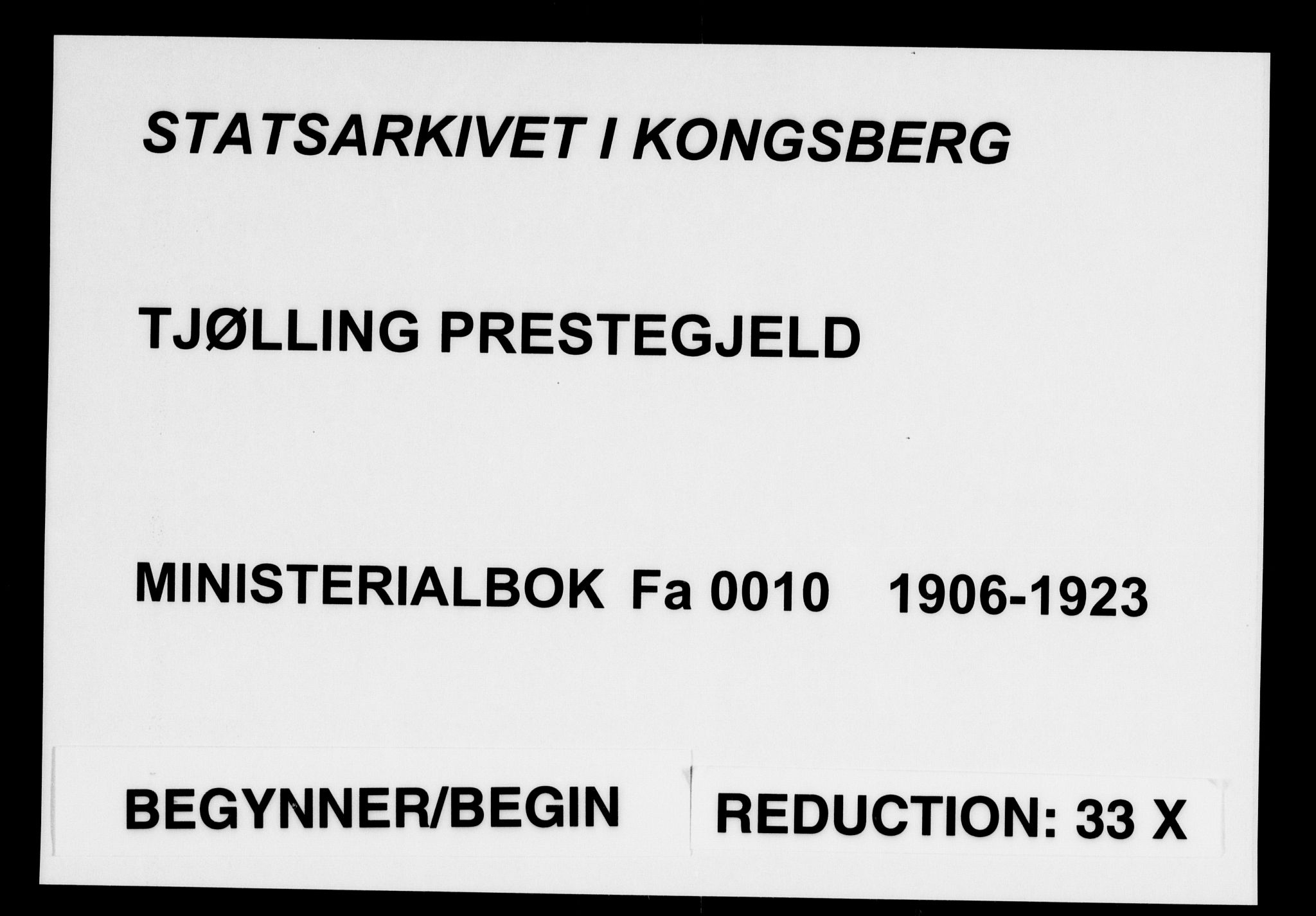 Tjølling kirkebøker, SAKO/A-60/F/Fa/L0010: Parish register (official) no. 10, 1906-1923