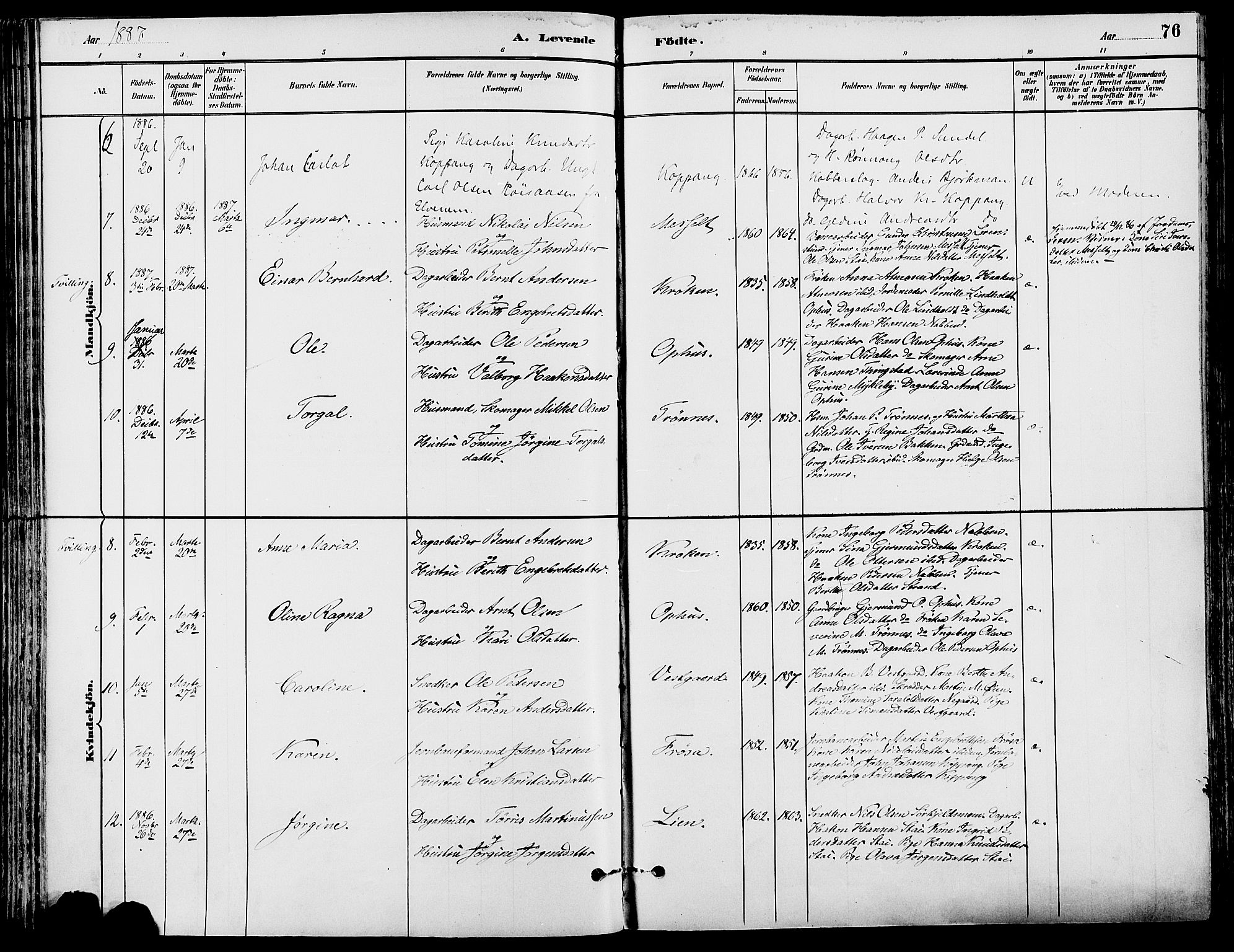 Stor-Elvdal prestekontor, AV/SAH-PREST-052/H/Ha/Haa/L0002: Parish register (official) no. 2, 1882-1907, p. 76