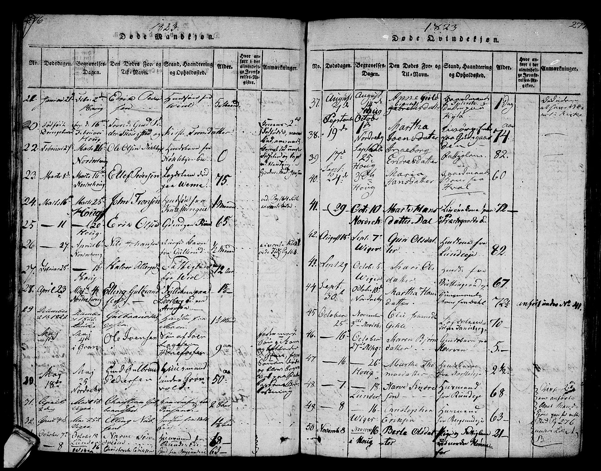 Norderhov kirkebøker, AV/SAKO-A-237/F/Fa/L0008: Parish register (official) no. 8, 1814-1833, p. 276-277