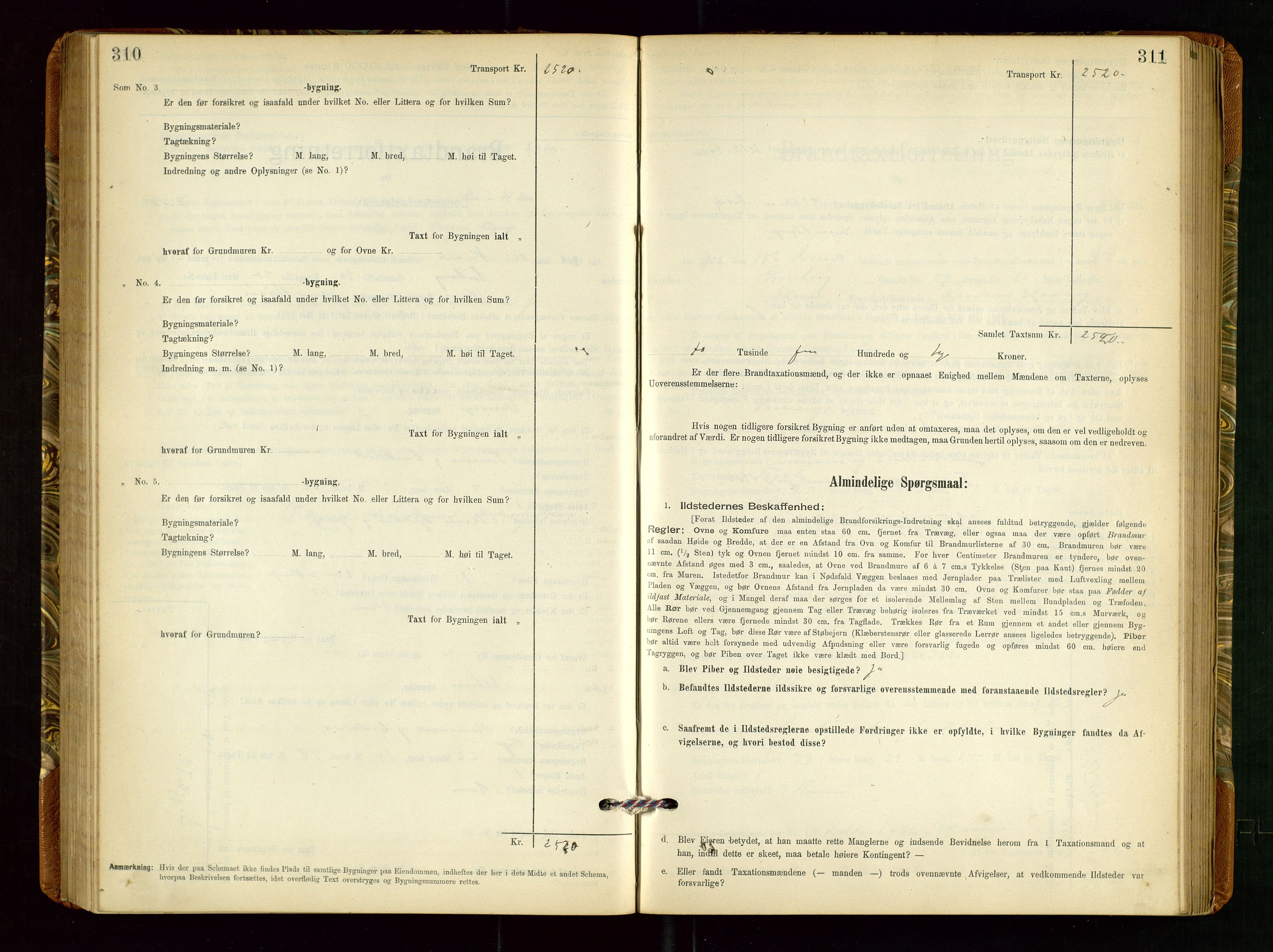 Torvestad lensmannskontor, AV/SAST-A-100307/1/Gob/L0002: "Brandtakstprotokol for Lensmanden i Torvestad", 1900-1905, p. 310-311