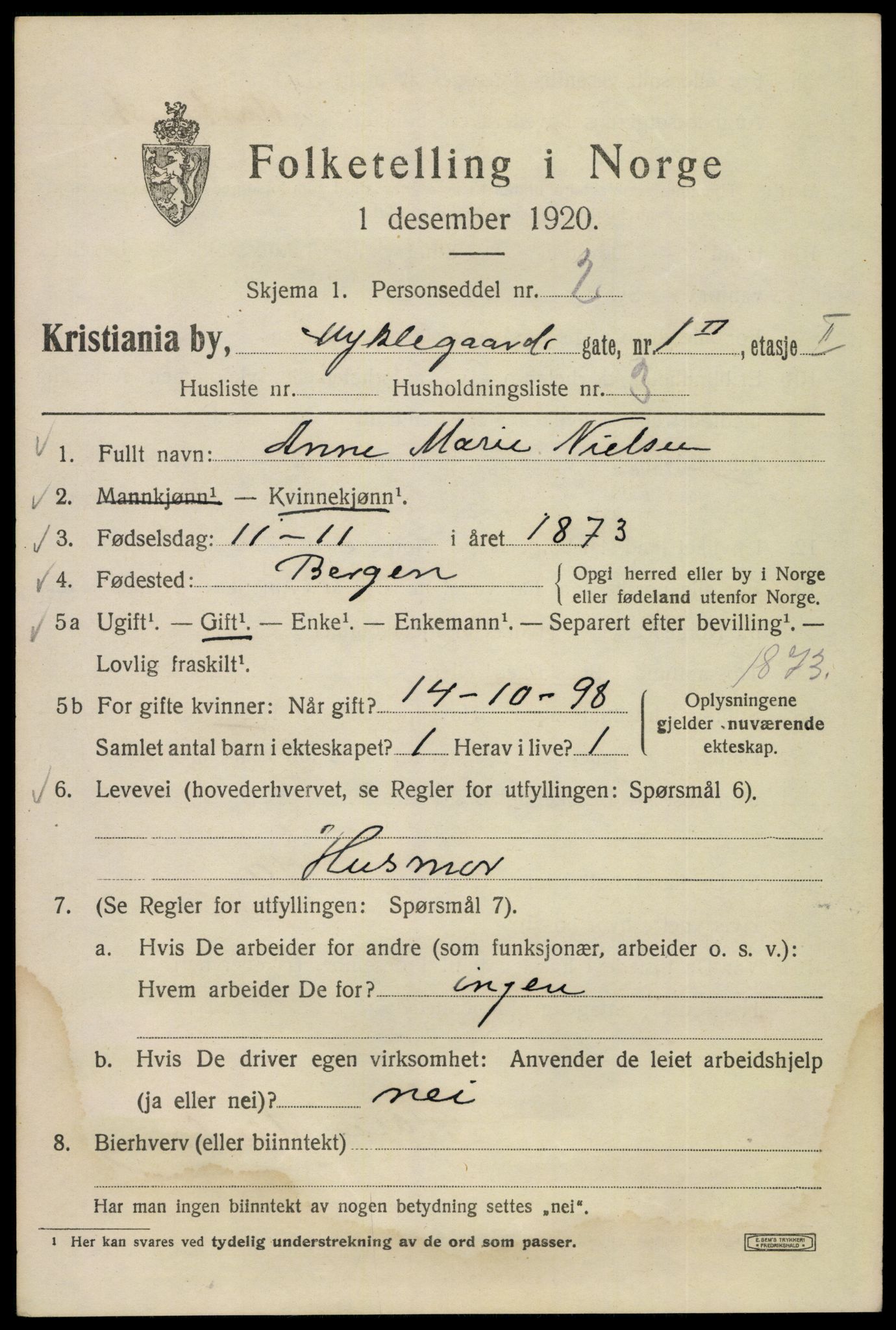 SAO, 1920 census for Kristiania, 1920, p. 405547