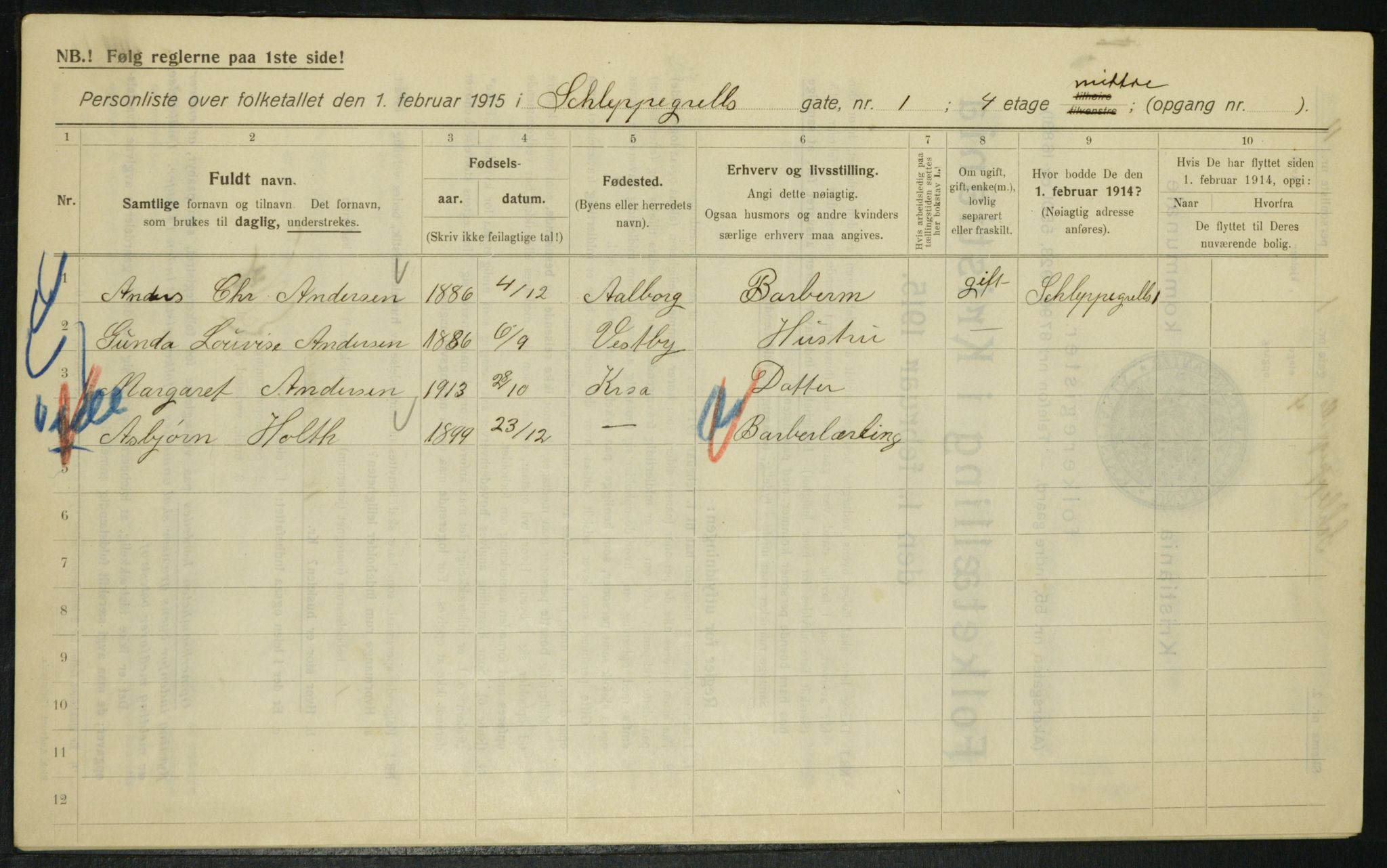 OBA, Municipal Census 1915 for Kristiania, 1915, p. 89206