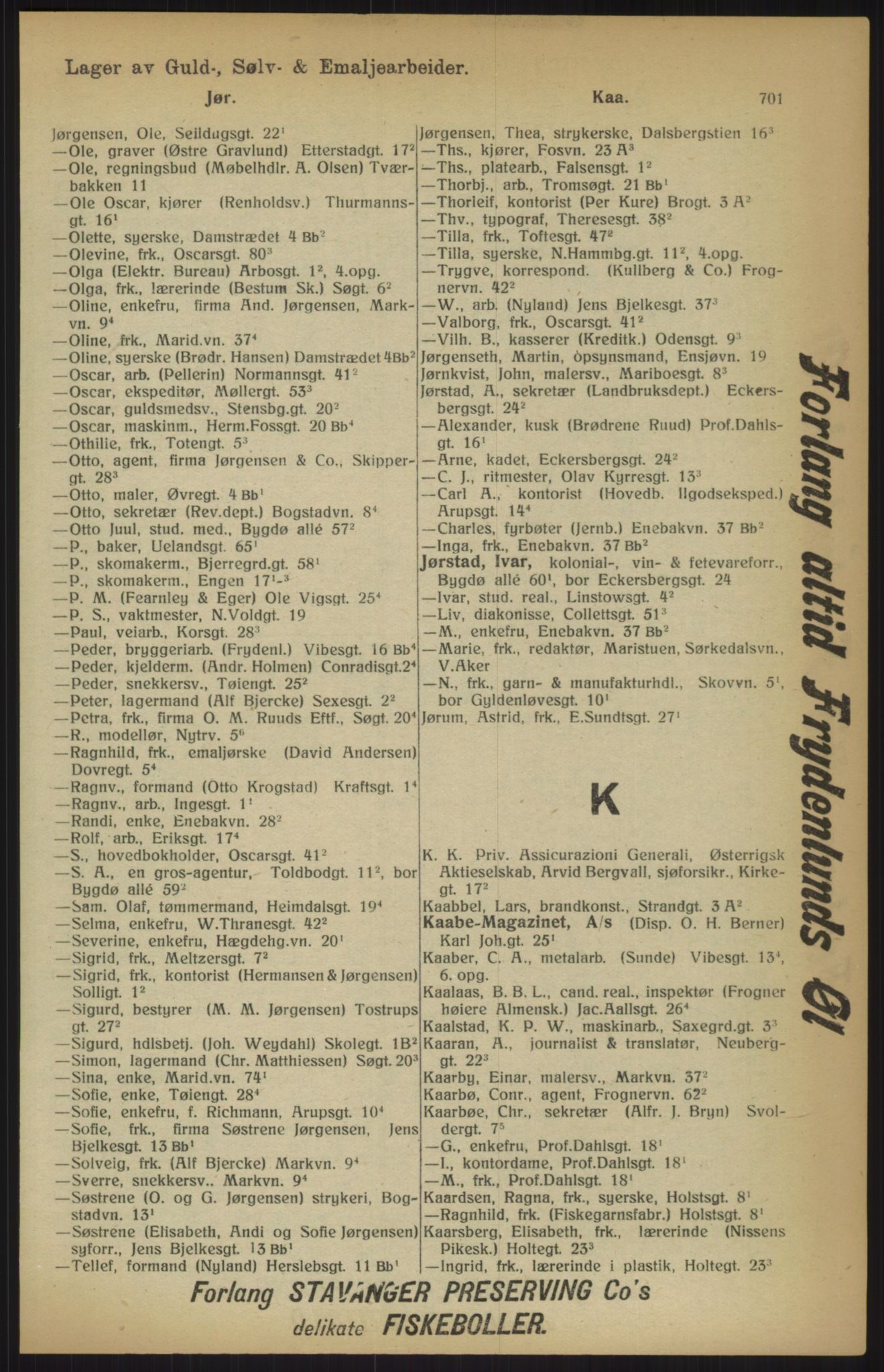 Kristiania/Oslo adressebok, PUBL/-, 1915, p. 701