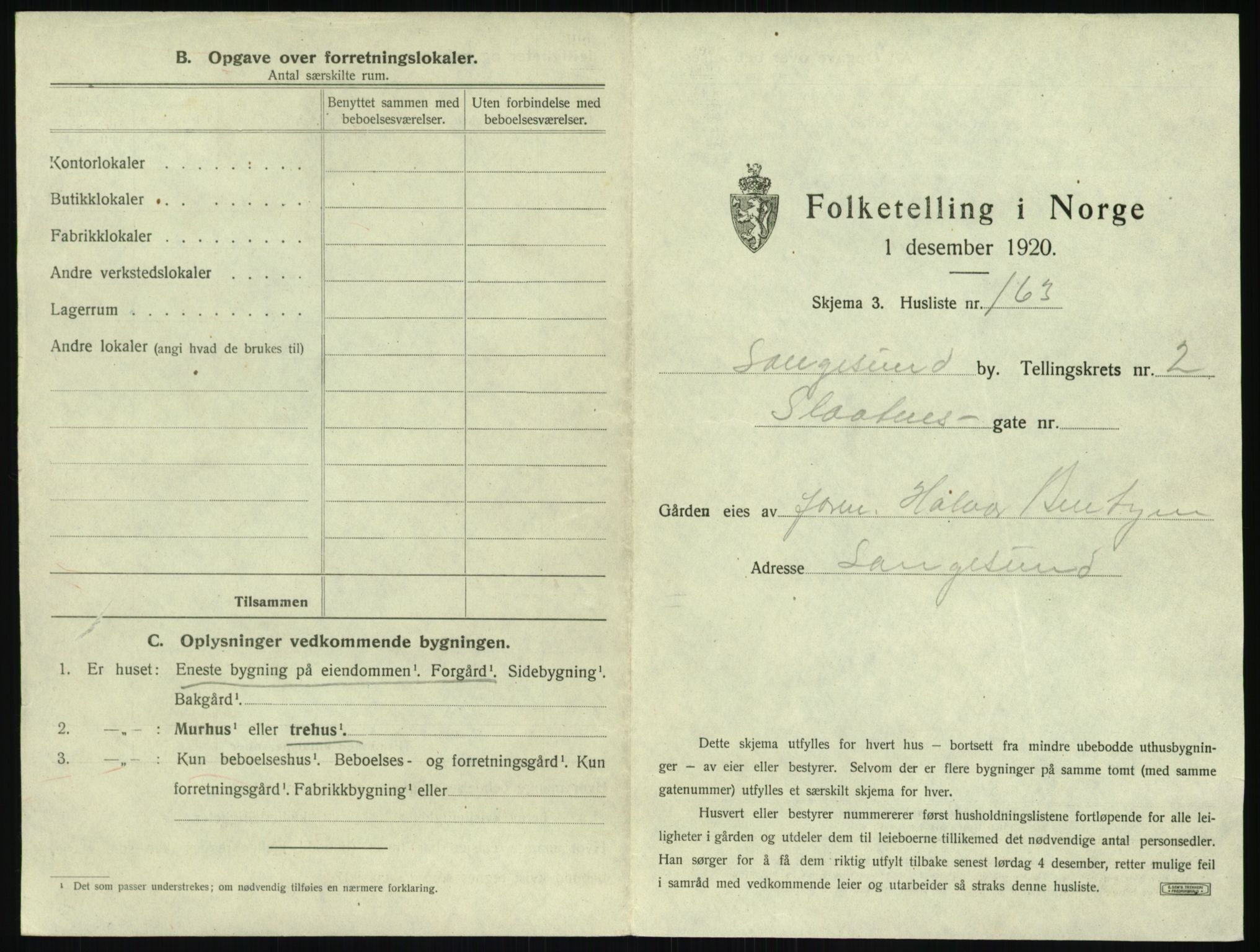 SAKO, 1920 census for Langesund, 1920, p. 739