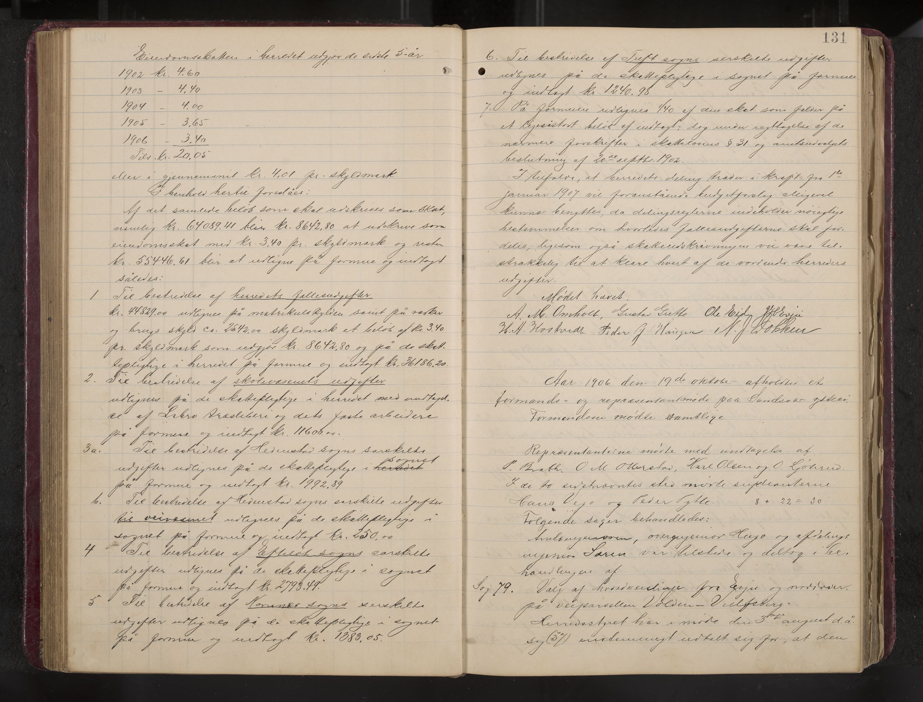 Ytre Sandsvær formannskap og sentraladministrasjon, IKAK/0629021/A/Aa/L0001: Møtebok med register, 1902-1919, p. 131