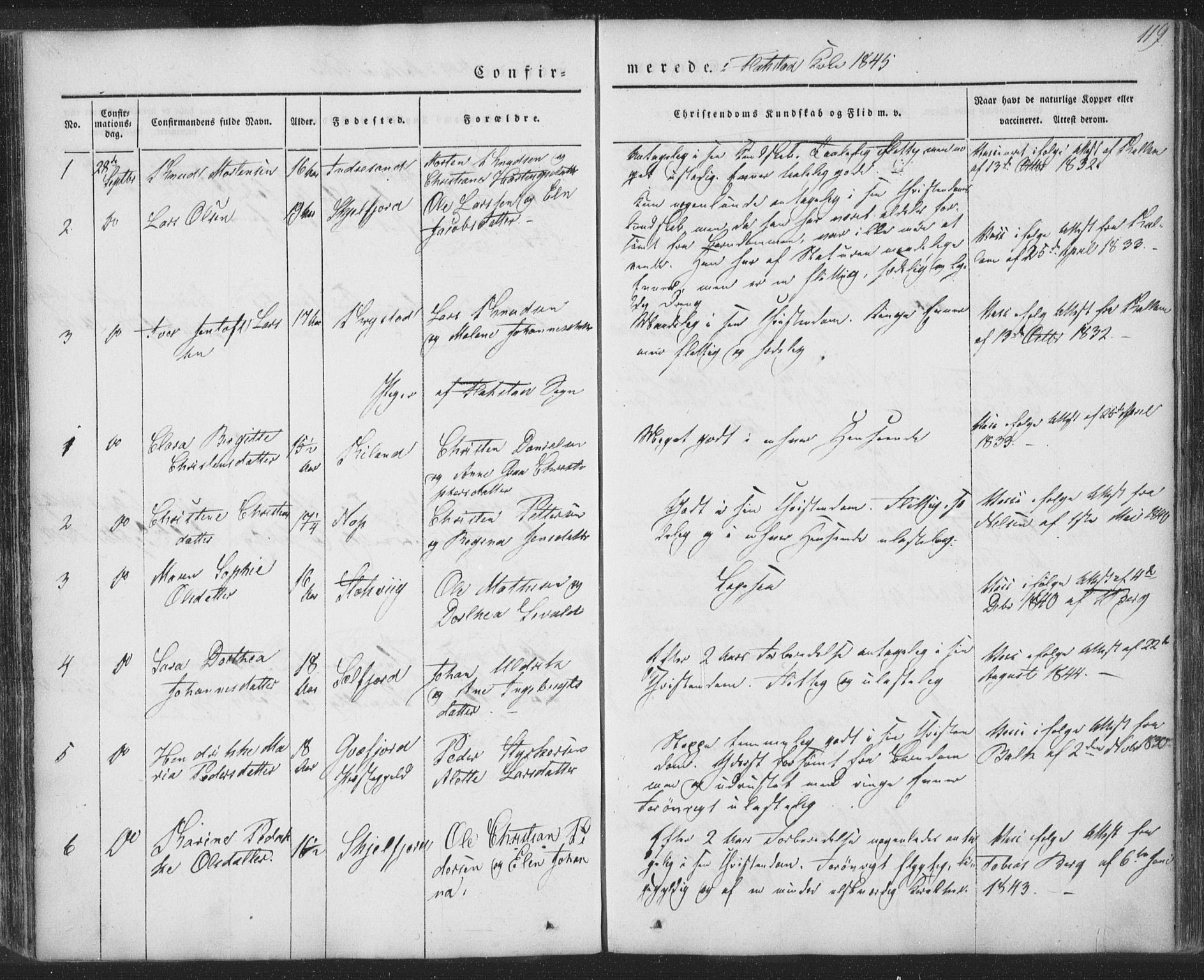 Ministerialprotokoller, klokkerbøker og fødselsregistre - Nordland, SAT/A-1459/885/L1202: Parish register (official) no. 885A03, 1838-1859, p. 119
