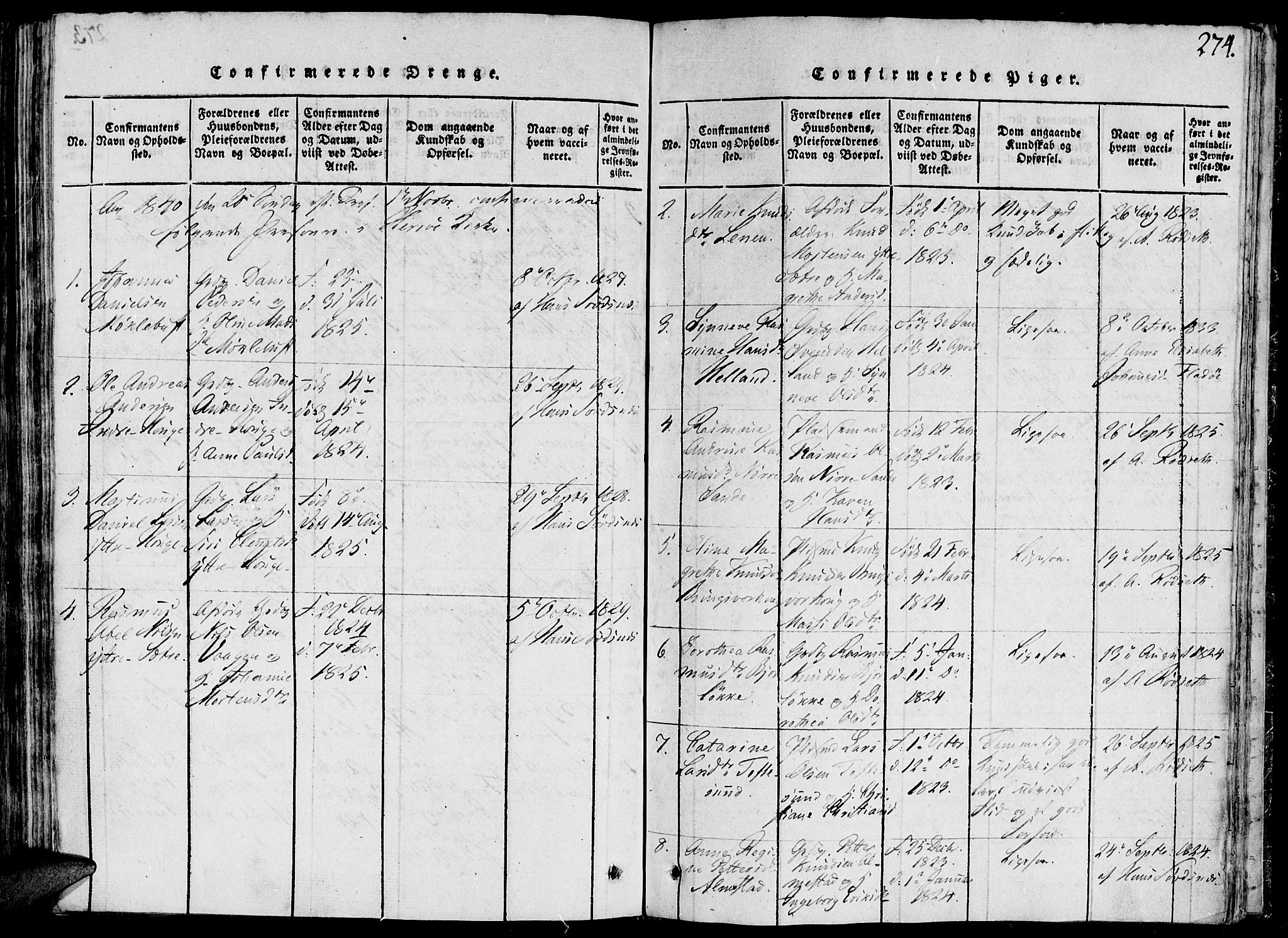 Ministerialprotokoller, klokkerbøker og fødselsregistre - Møre og Romsdal, AV/SAT-A-1454/503/L0033: Parish register (official) no. 503A01, 1816-1841, p. 274