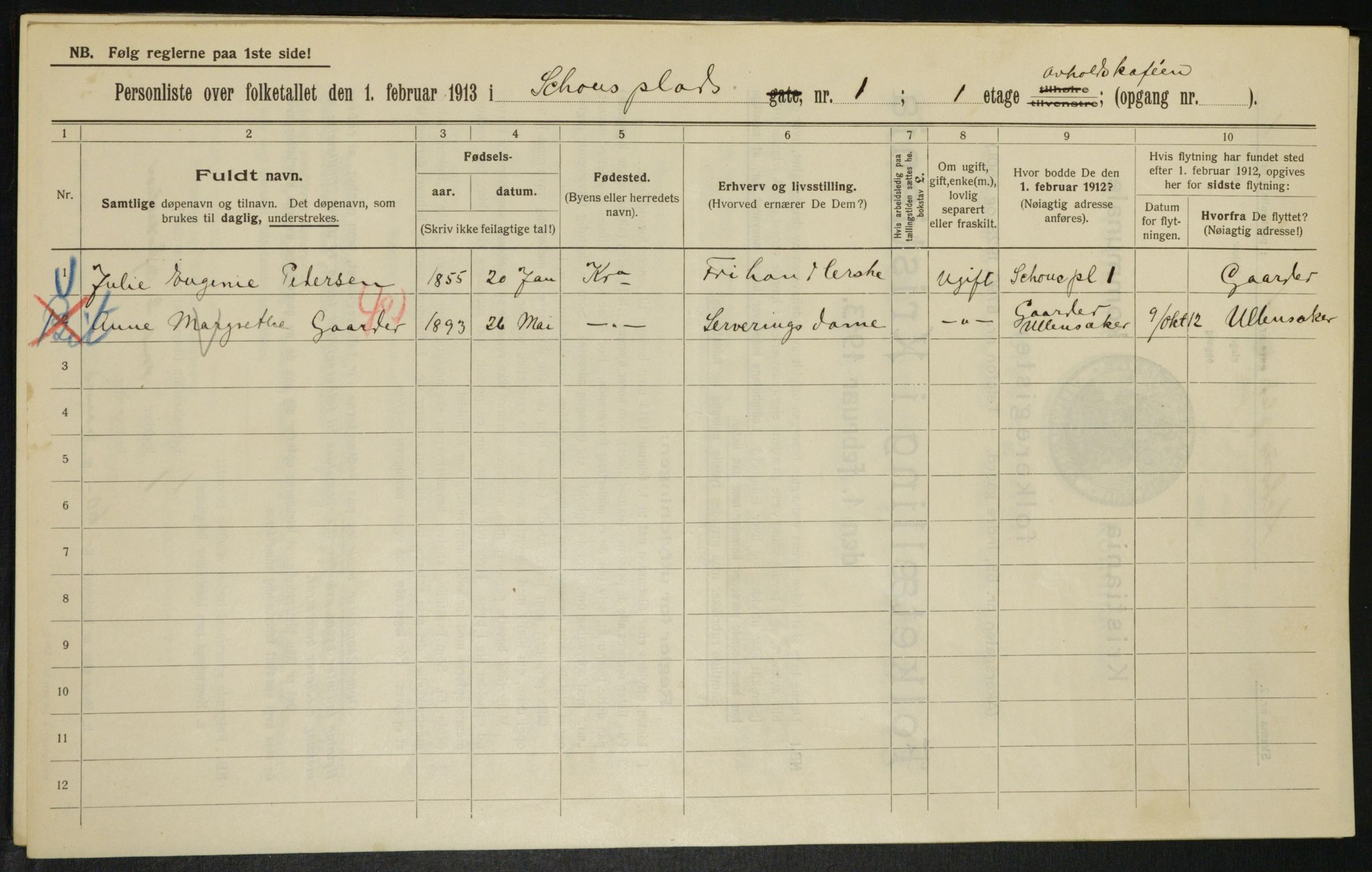 OBA, Municipal Census 1913 for Kristiania, 1913, p. 90260