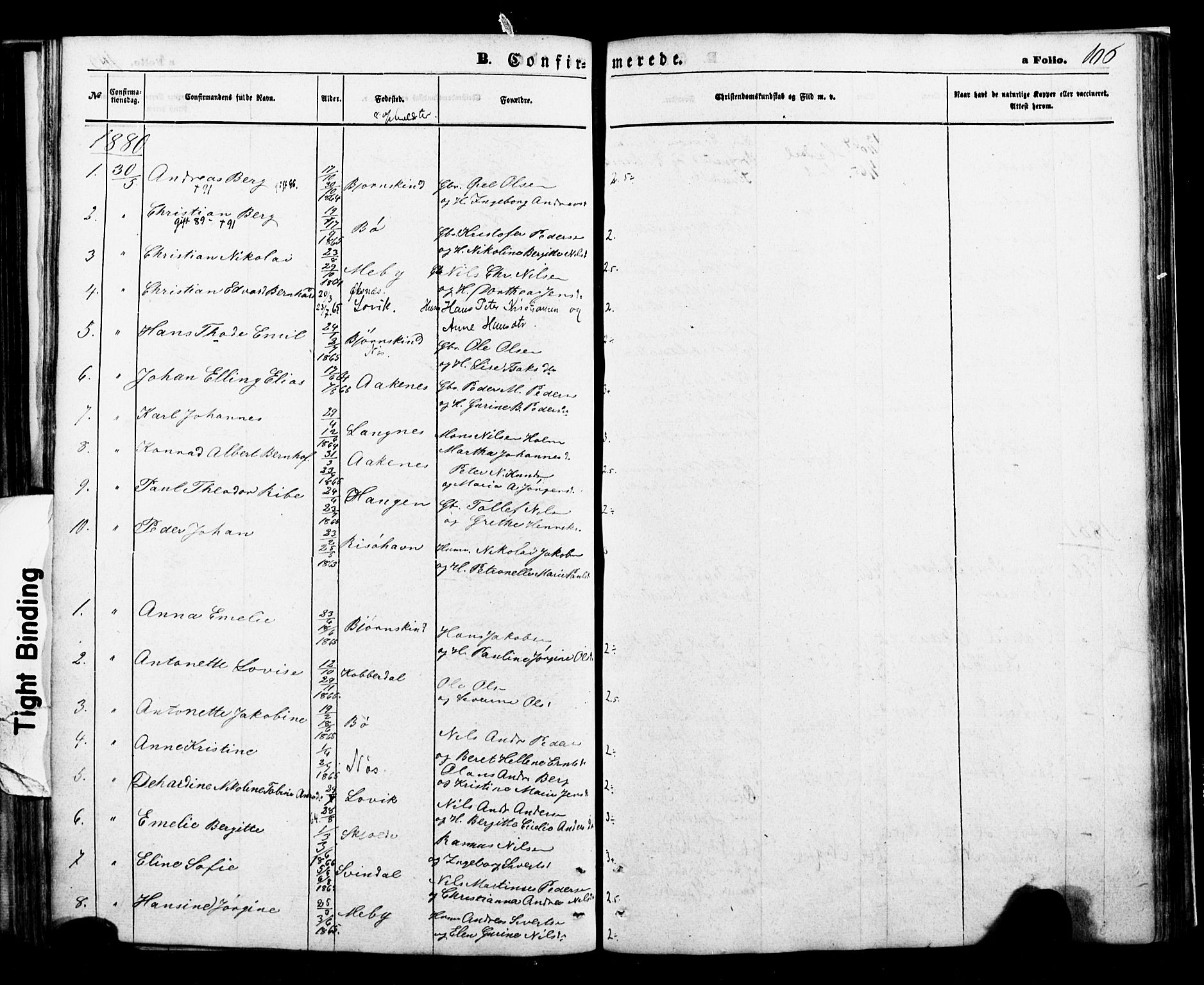 Ministerialprotokoller, klokkerbøker og fødselsregistre - Nordland, AV/SAT-A-1459/898/L1421: Parish register (official) no. 898A01, 1866-1886, p. 106