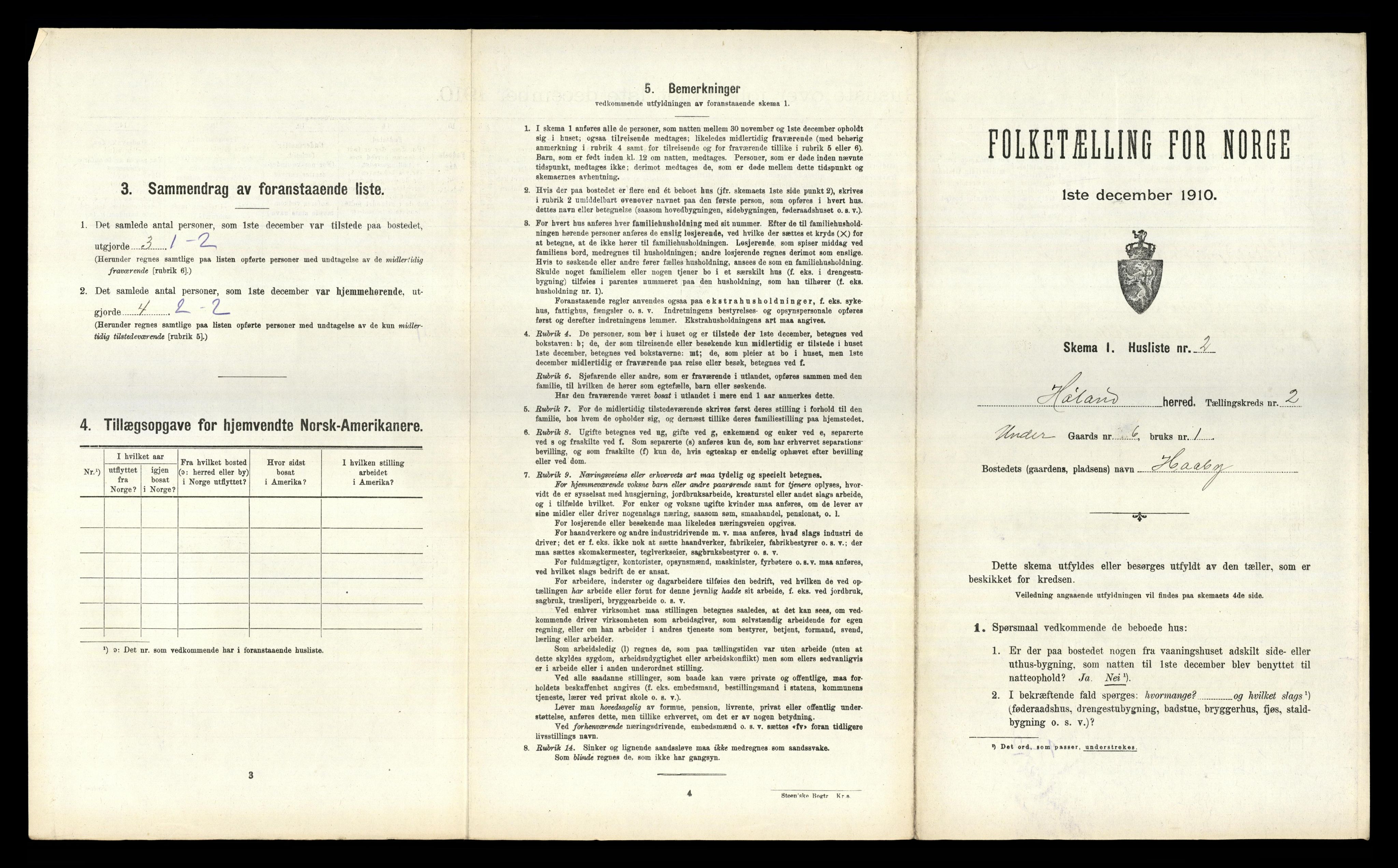 RA, 1910 census for Høland, 1910, p. 329