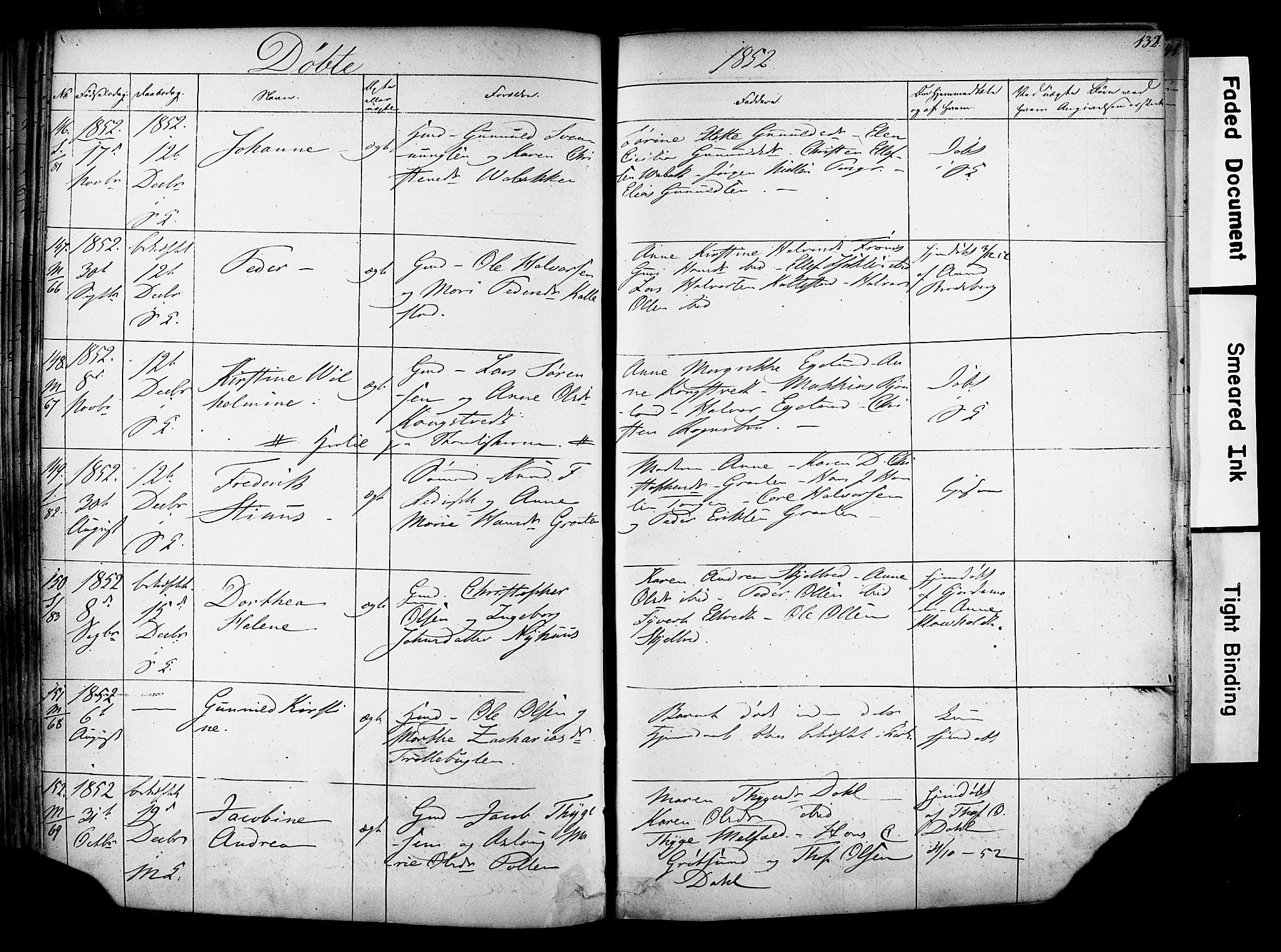 Solum kirkebøker, SAKO/A-306/F/Fa/L0006: Parish register (official) no. I 6, 1844-1855, p. 132