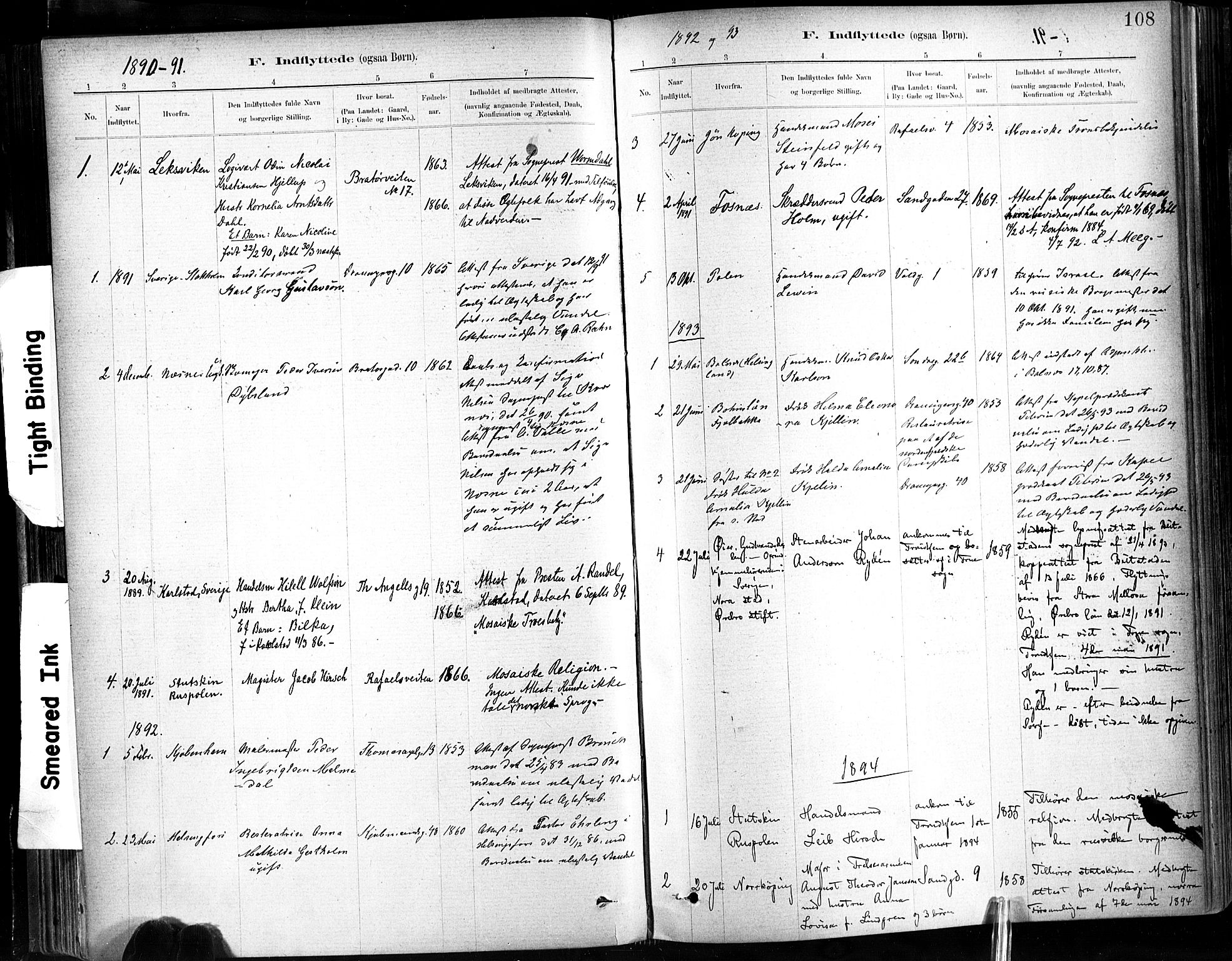 Ministerialprotokoller, klokkerbøker og fødselsregistre - Sør-Trøndelag, SAT/A-1456/602/L0120: Parish register (official) no. 602A18, 1880-1913, p. 108