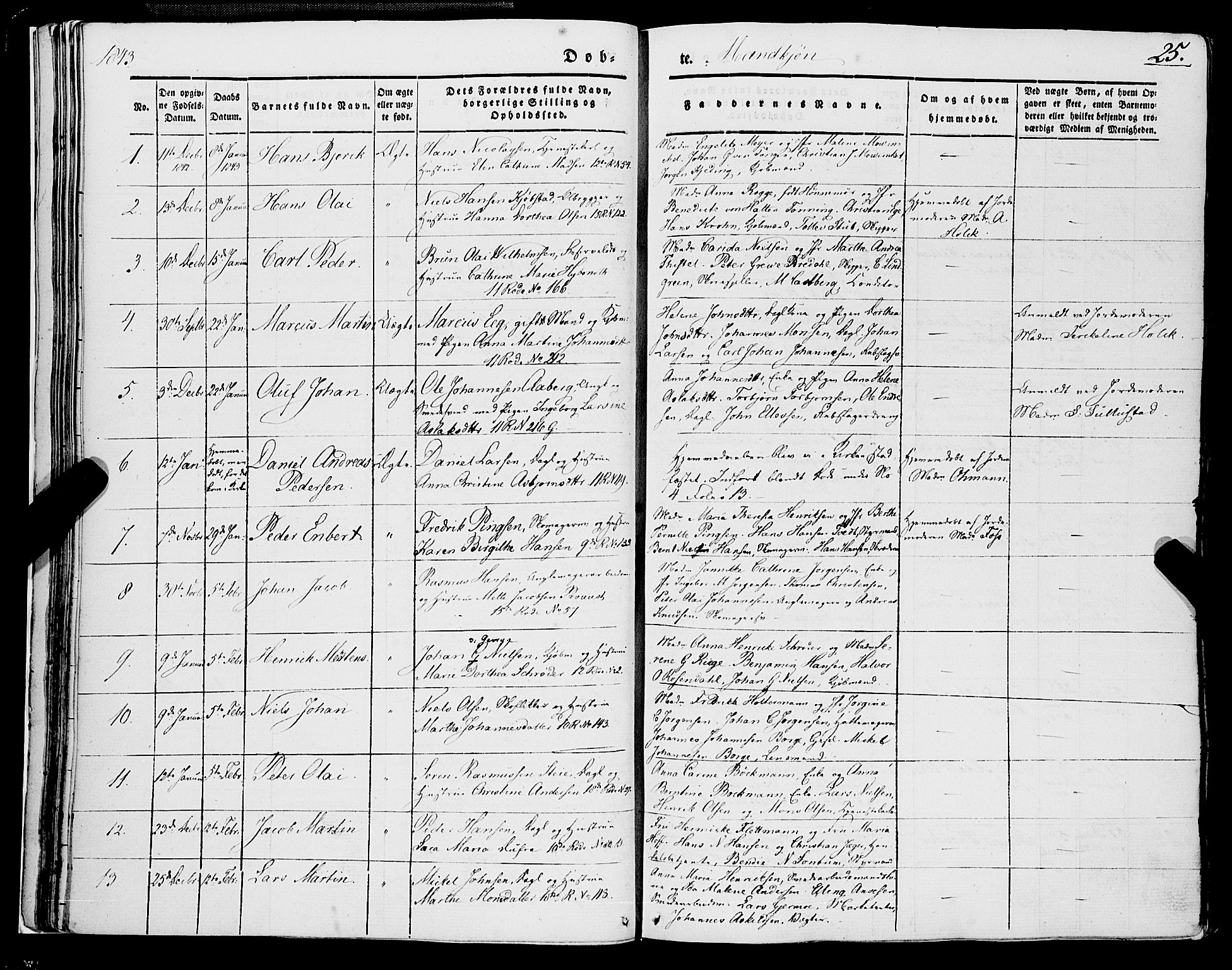 Domkirken sokneprestembete, AV/SAB-A-74801/H/Haa/L0019: Parish register (official) no. B 2, 1841-1851, p. 25