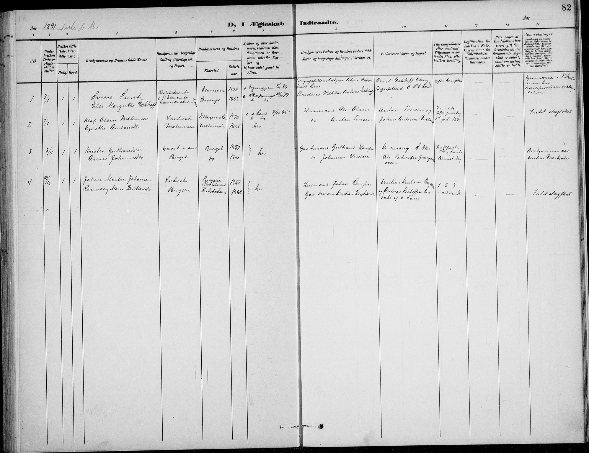 Nordre Land prestekontor, SAH/PREST-124/H/Ha/Hab/L0014: Parish register (copy) no. 14, 1891-1907, p. 82