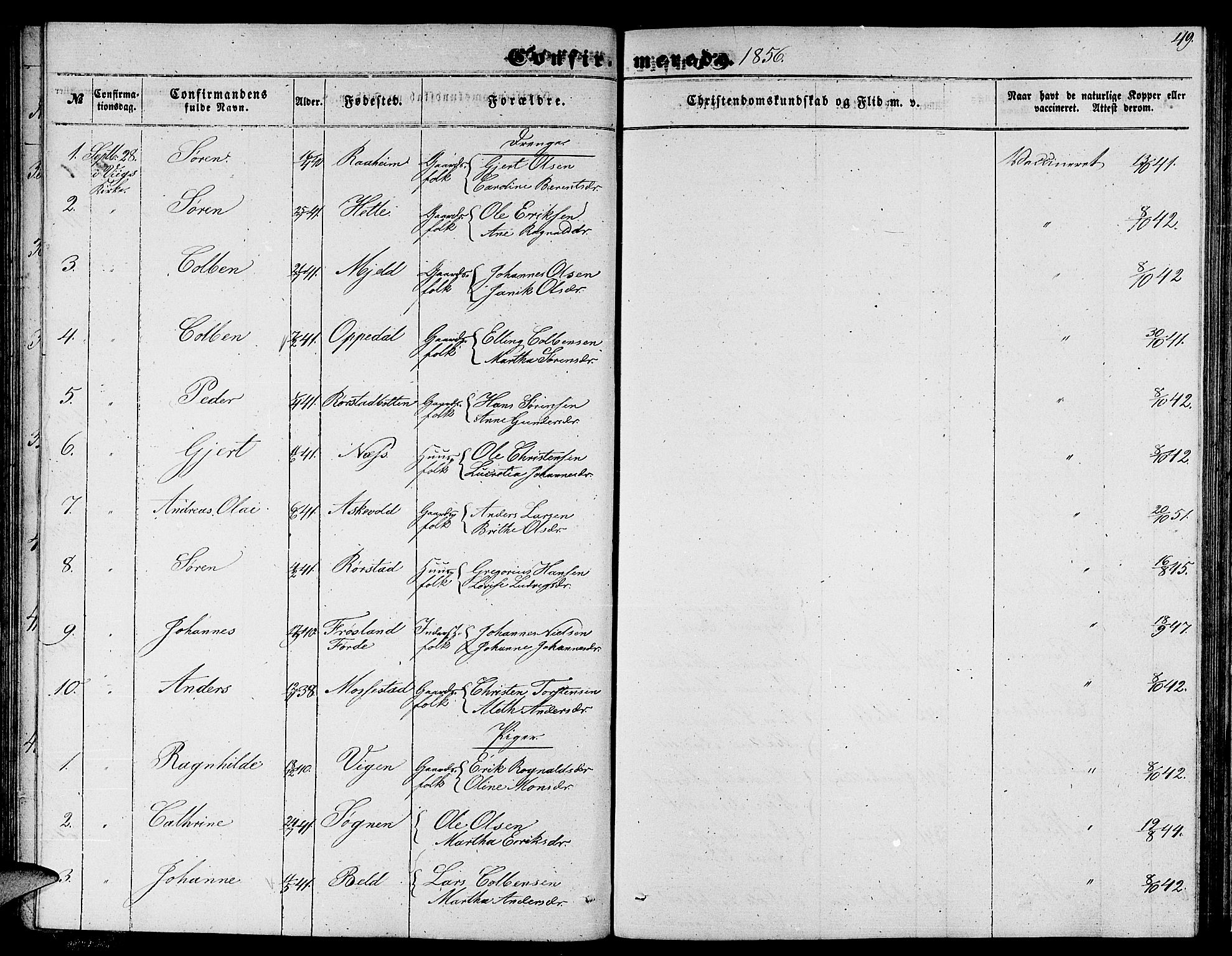 Gaular sokneprestembete, SAB/A-80001/H/Hab: Parish register (copy) no. C 1, 1853-1877, p. 49