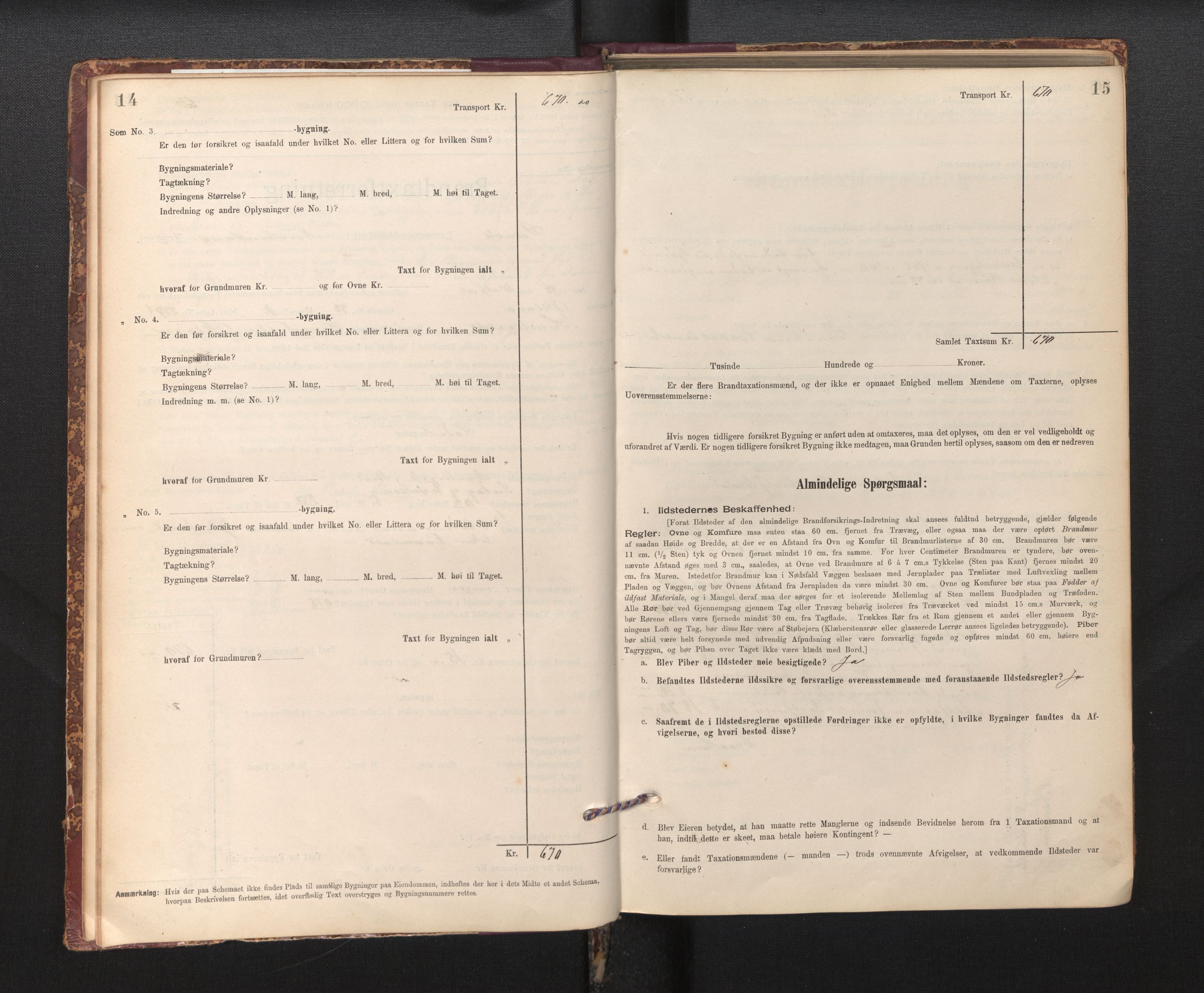 Lensmannen i Sund og Austevoll, AV/SAB-A-35201/0012/L0003: Branntakstprotokoll, skjematakst, 1894-1917, p. 14-15