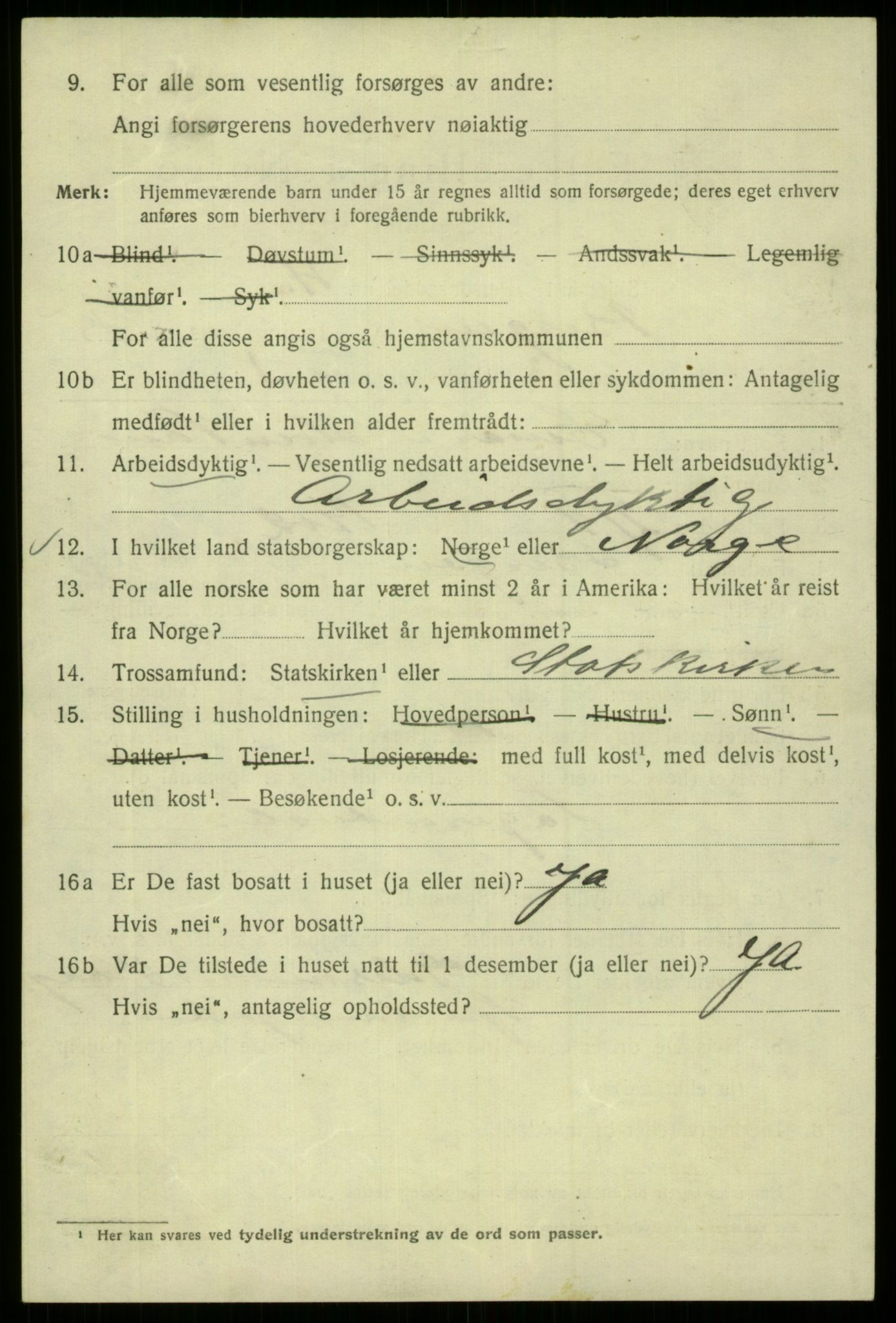 SAB, 1920 census for Bergen, 1920, p. 157080