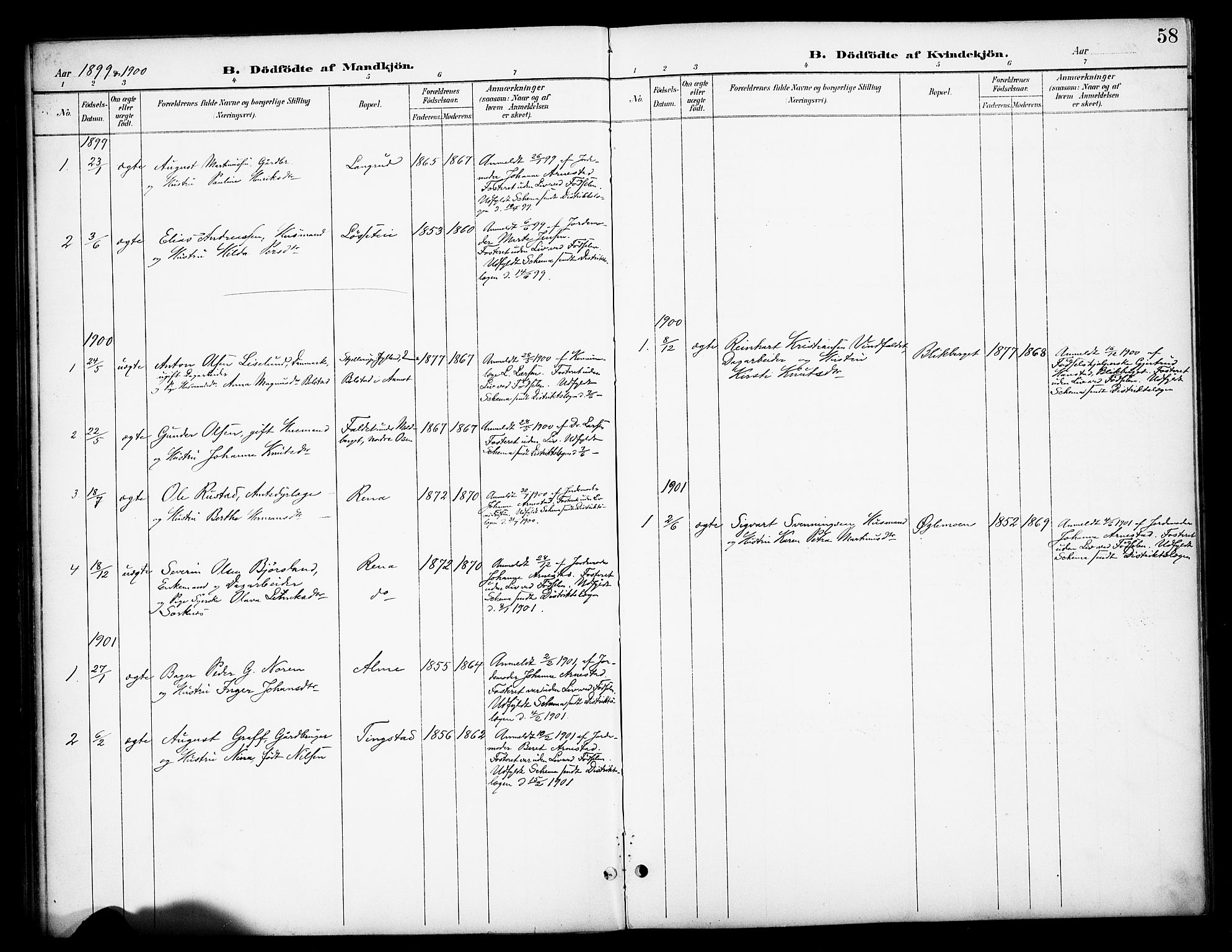 Åmot prestekontor, Hedmark, AV/SAH-PREST-056/H/Ha/Haa/L0013: Parish register (official) no. 13, 1898-1906, p. 58