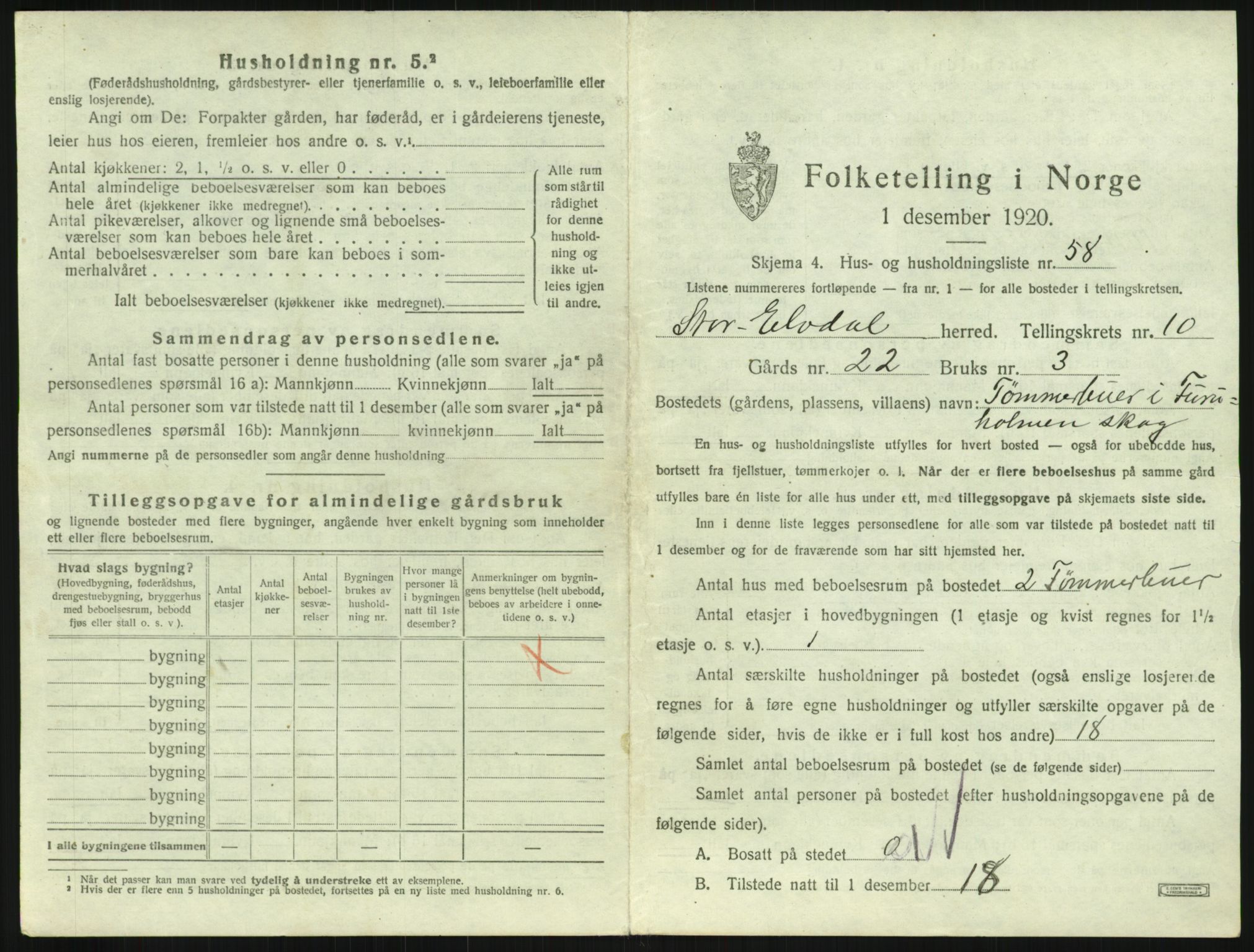 SAH, 1920 census for Stor-Elvdal, 1920, p. 1480