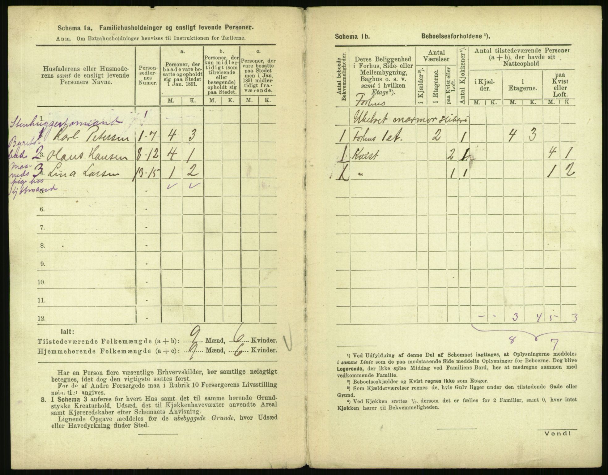 RA, 1891 census for 0301 Kristiania, 1891, p. 57909