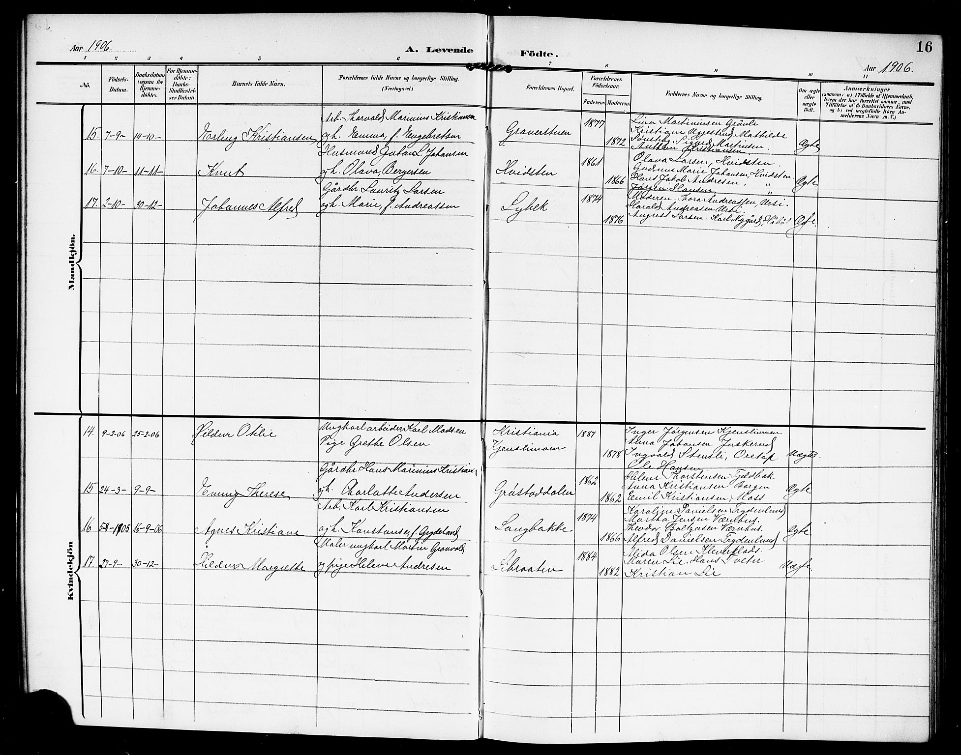 Vestby prestekontor Kirkebøker, SAO/A-10893/G/Ga/L0002: Parish register (copy) no. I 2, 1903-1916, p. 16