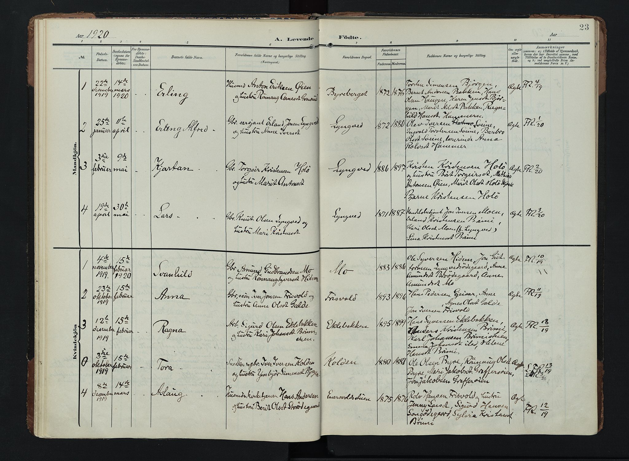 Lom prestekontor, AV/SAH-PREST-070/K/L0011: Parish register (official) no. 11, 1904-1928, p. 23