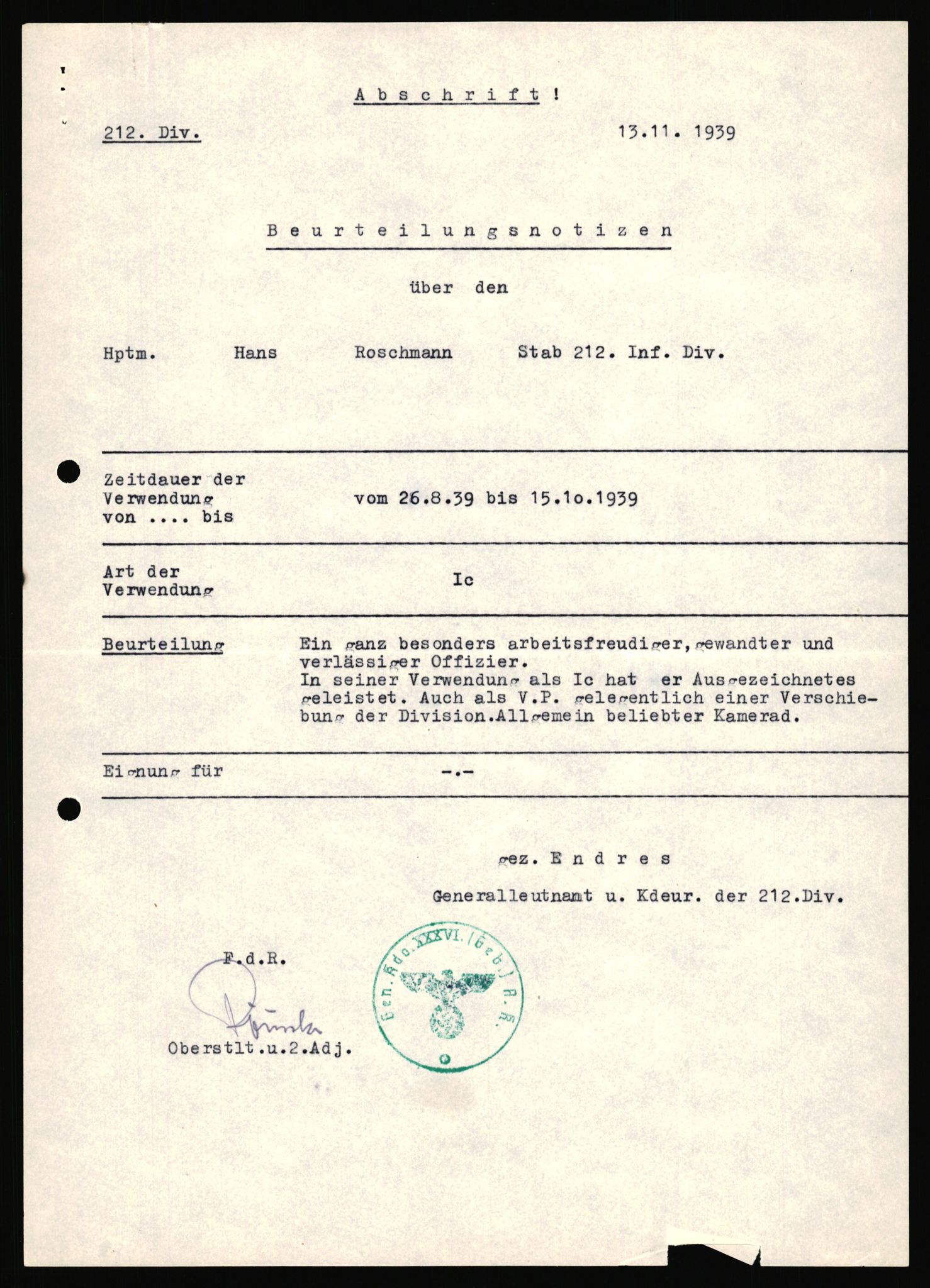 Forsvarets Overkommando. 2 kontor. Arkiv 11.4. Spredte tyske arkivsaker, AV/RA-RAFA-7031/D/Dar/Dara/L0019: Personalbøker og diverse, 1940-1945, p. 106