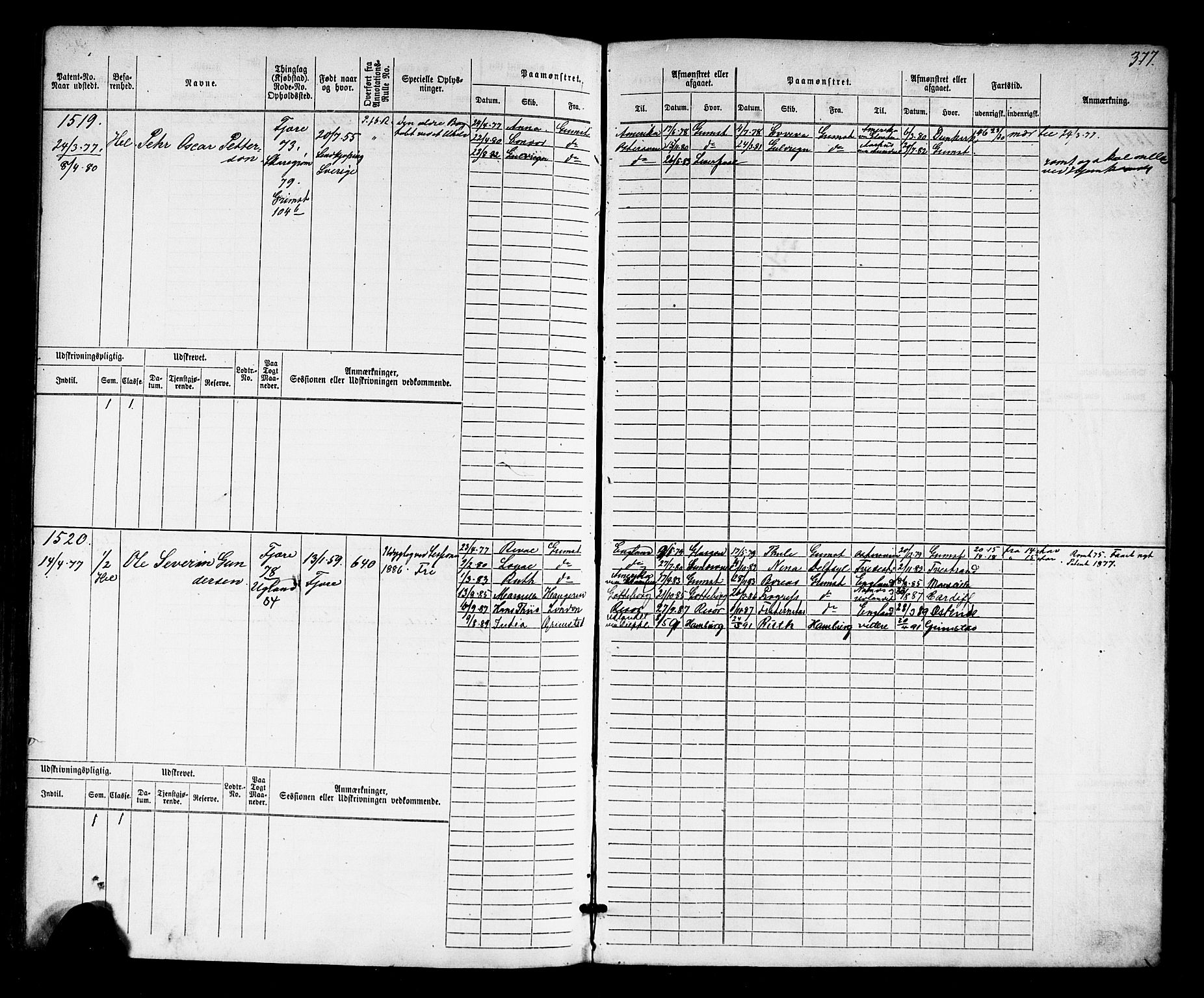 Grimstad mønstringskrets, AV/SAK-2031-0013/F/Fb/L0010: Hovedrulle nr 769-1528, V-23, 1870-1877, p. 390