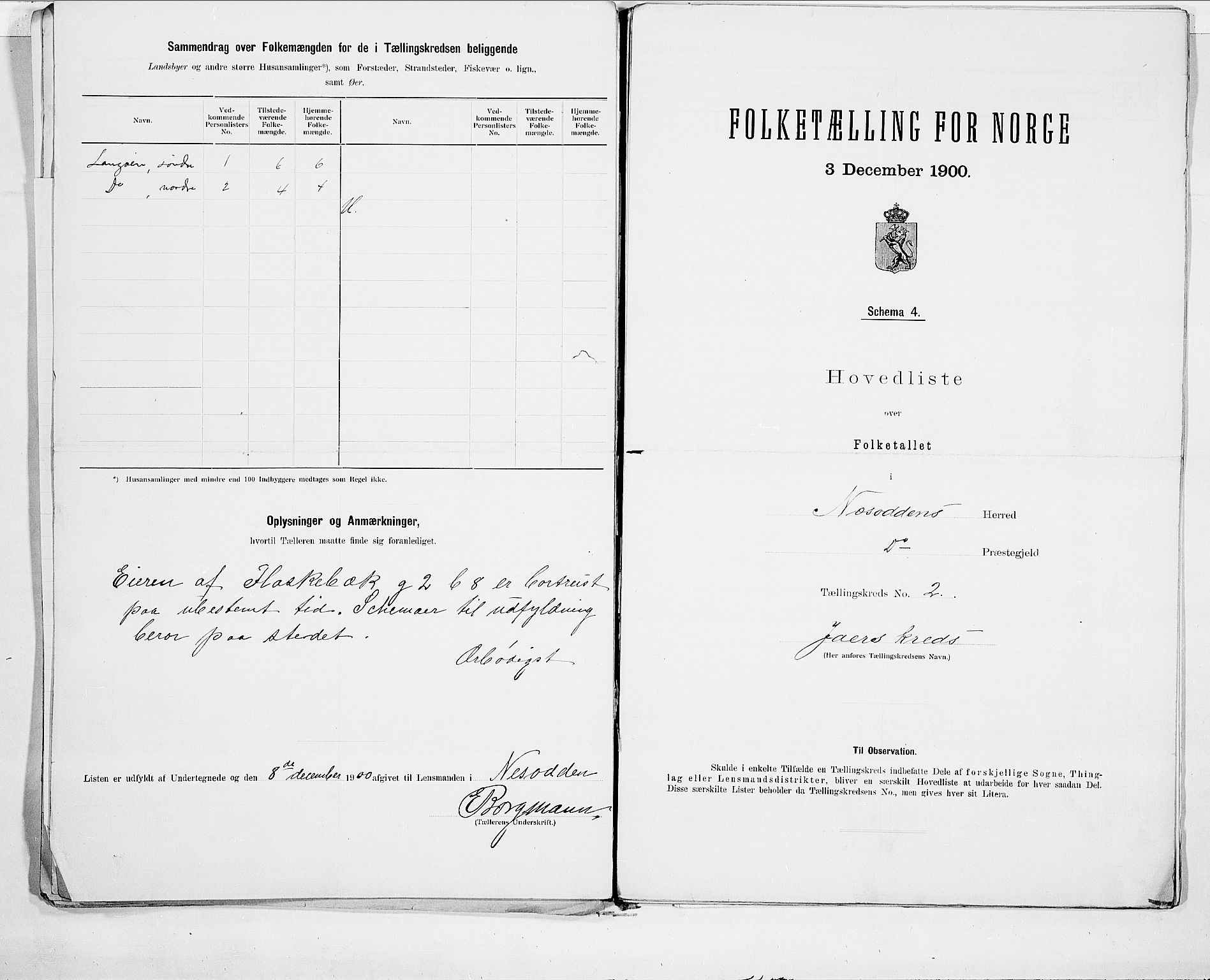 SAO, 1900 census for Nesodden, 1900, p. 6
