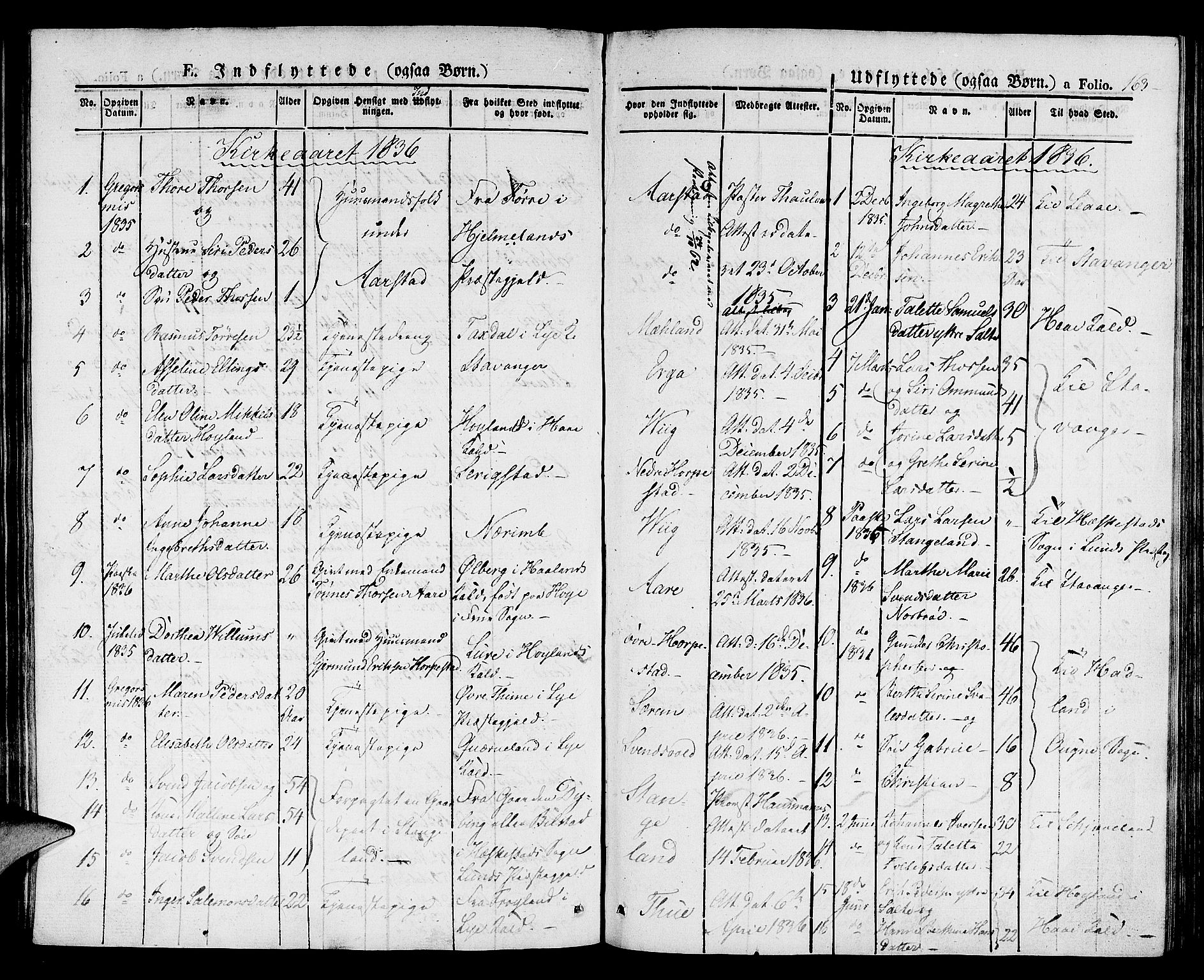 Klepp sokneprestkontor, SAST/A-101803/001/3/30BA/L0003: Parish register (official) no. A 3, 1833-1842, p. 163