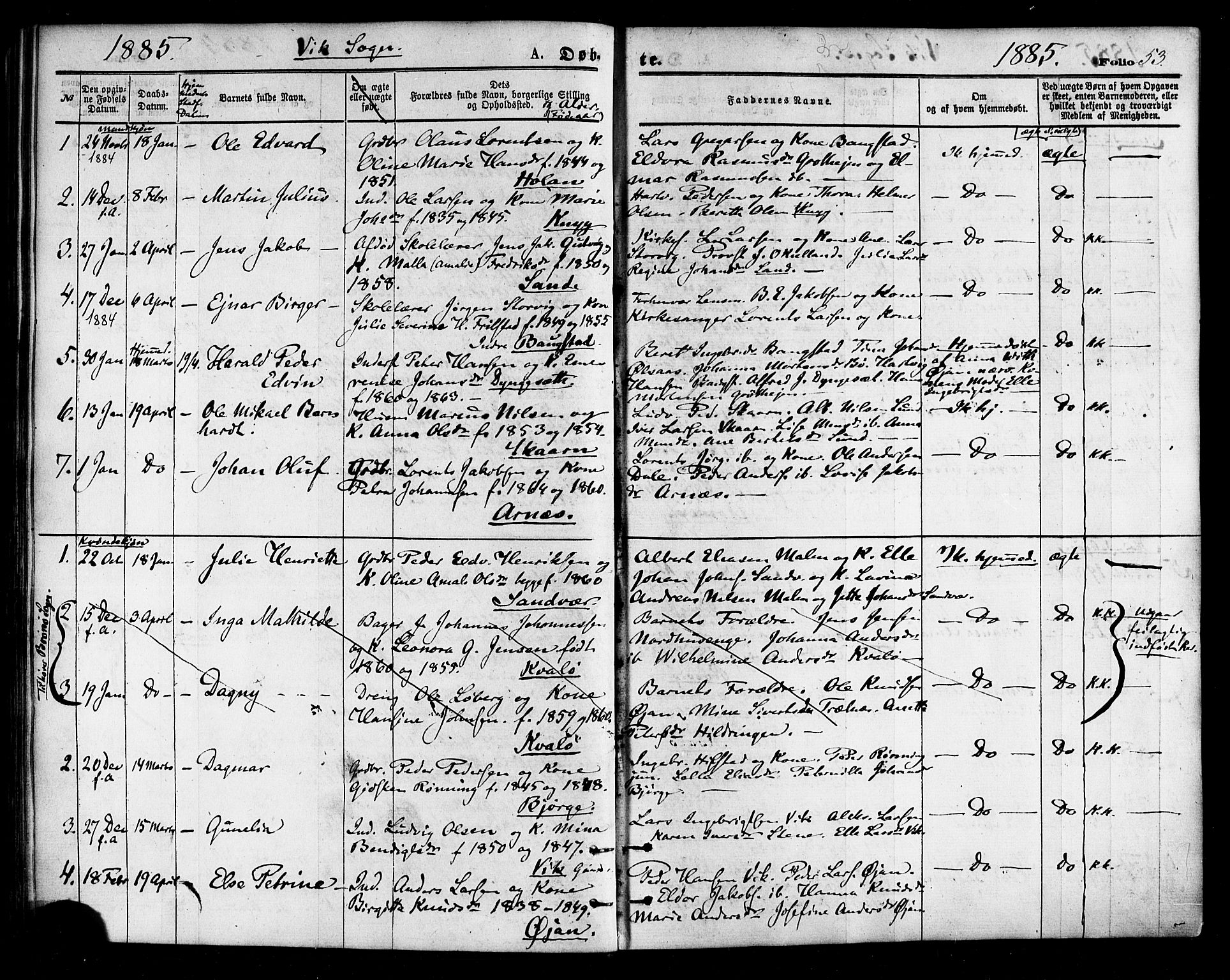 Ministerialprotokoller, klokkerbøker og fødselsregistre - Nordland, SAT/A-1459/812/L0177: Parish register (official) no. 812A06, 1875-1885, p. 53