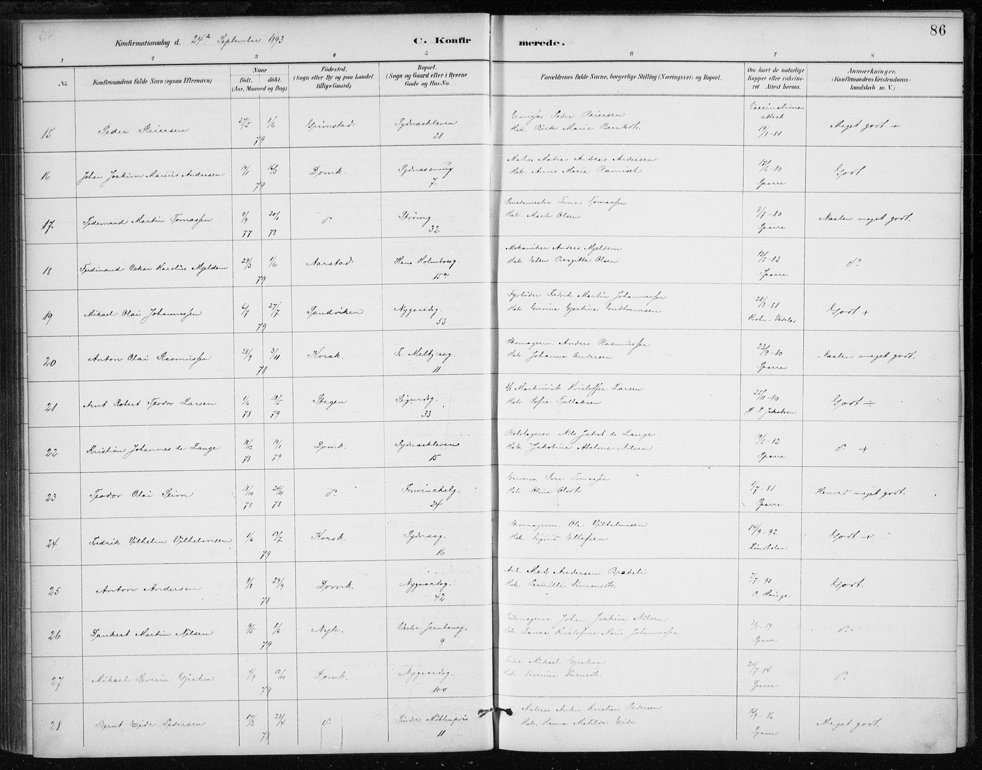 Johanneskirken sokneprestembete, AV/SAB-A-76001/H/Haa/L0008: Parish register (official) no. C 1, 1885-1907, p. 86