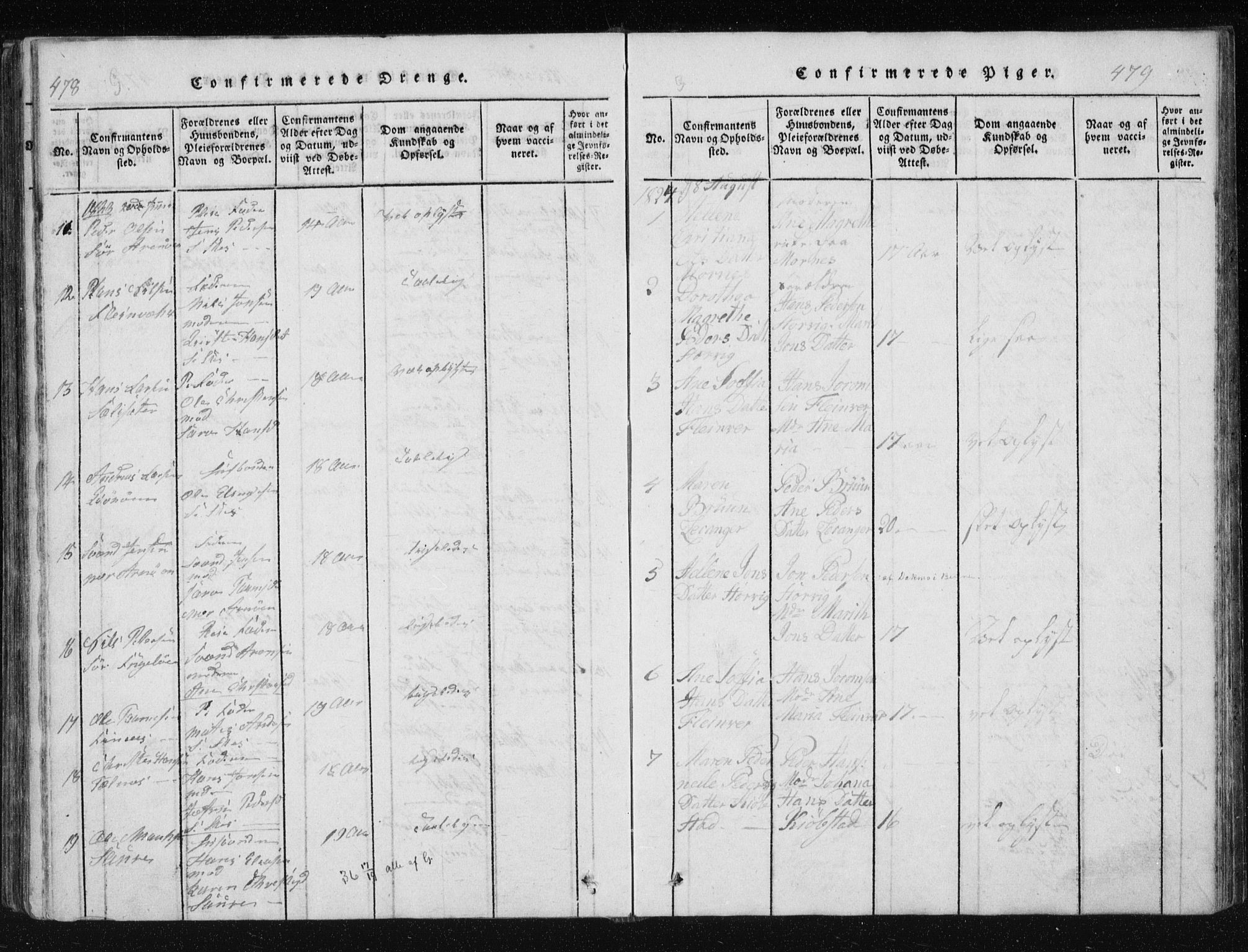 Ministerialprotokoller, klokkerbøker og fødselsregistre - Nordland, AV/SAT-A-1459/805/L0096: Parish register (official) no. 805A03, 1820-1837, p. 478-479